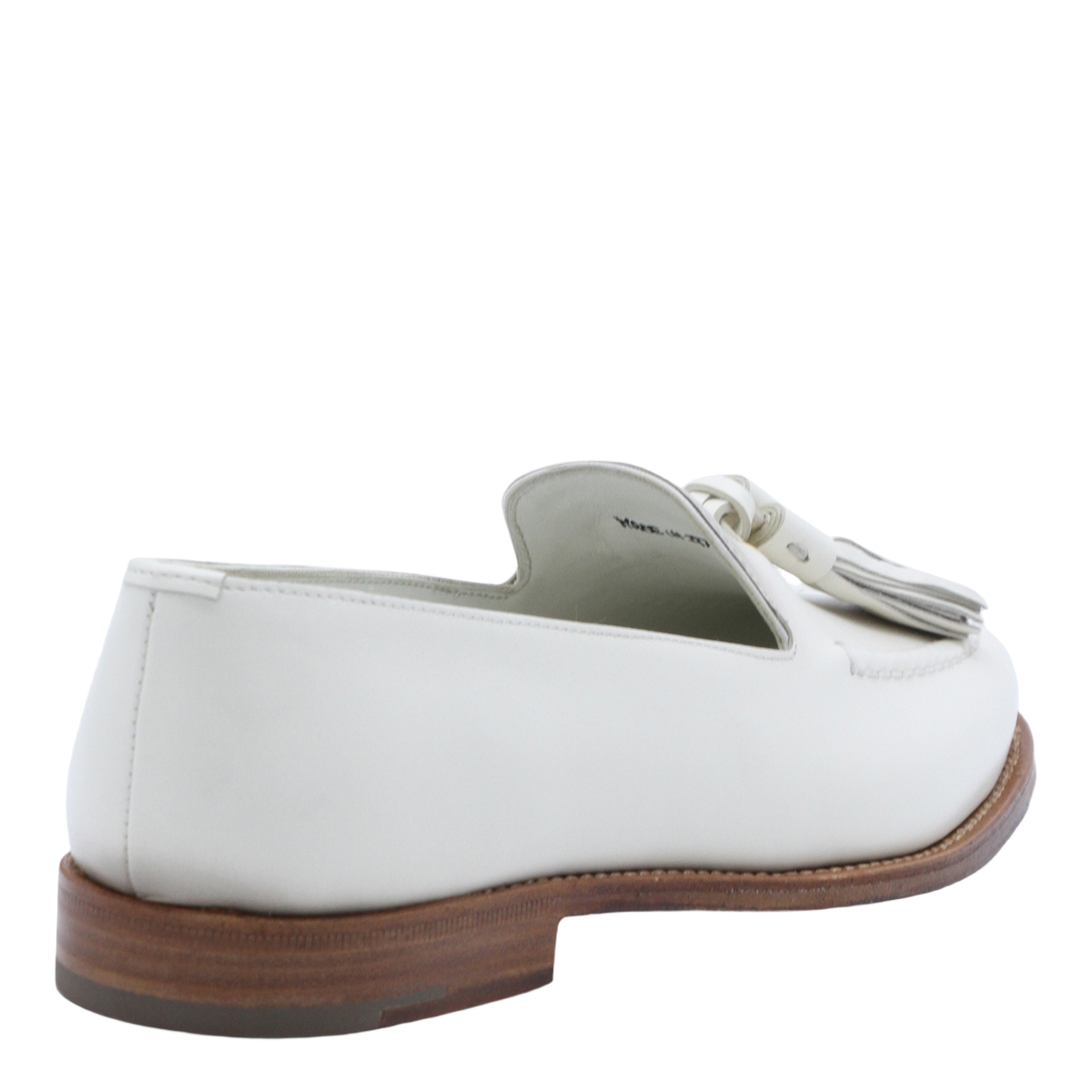White Leather Loafer Flats With Decorative Tassels