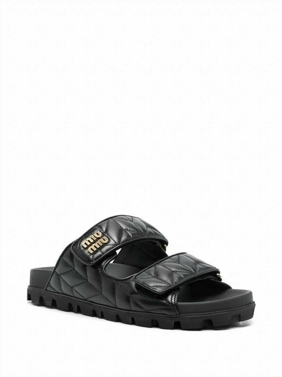 Quilted Calf Leather Sandals with Adjustable Straps