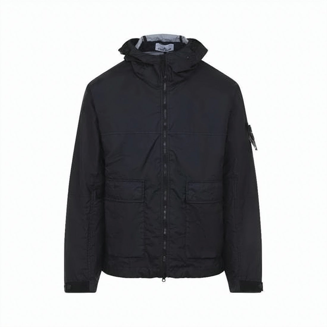Black Polyamide Jacket with Hood