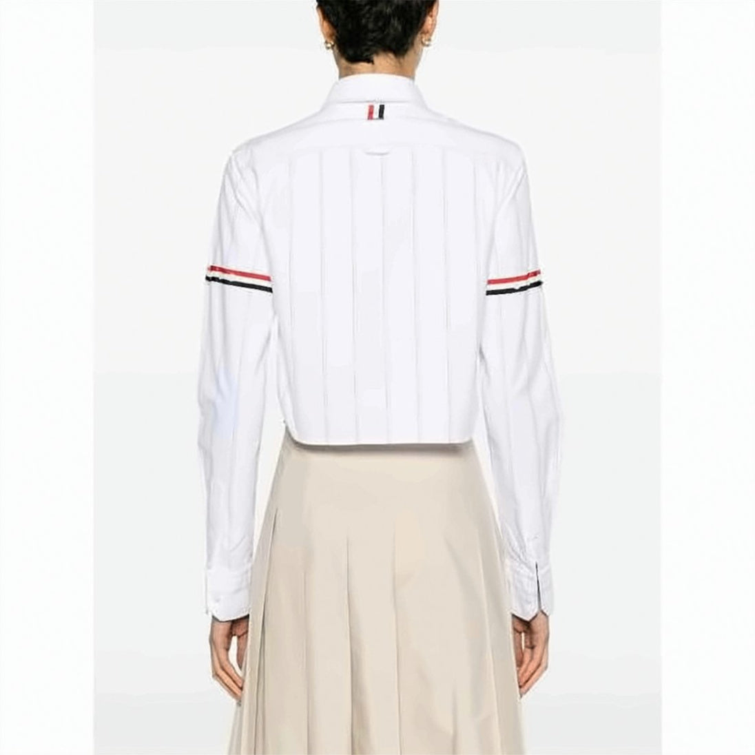 Cropped Cotton Shirt with Classic Collar