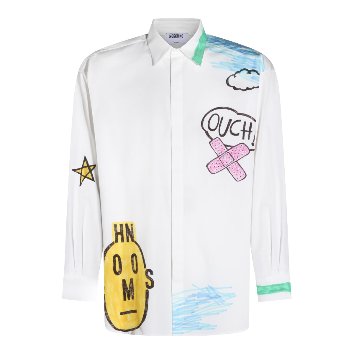 White Cotton Printed Shirt