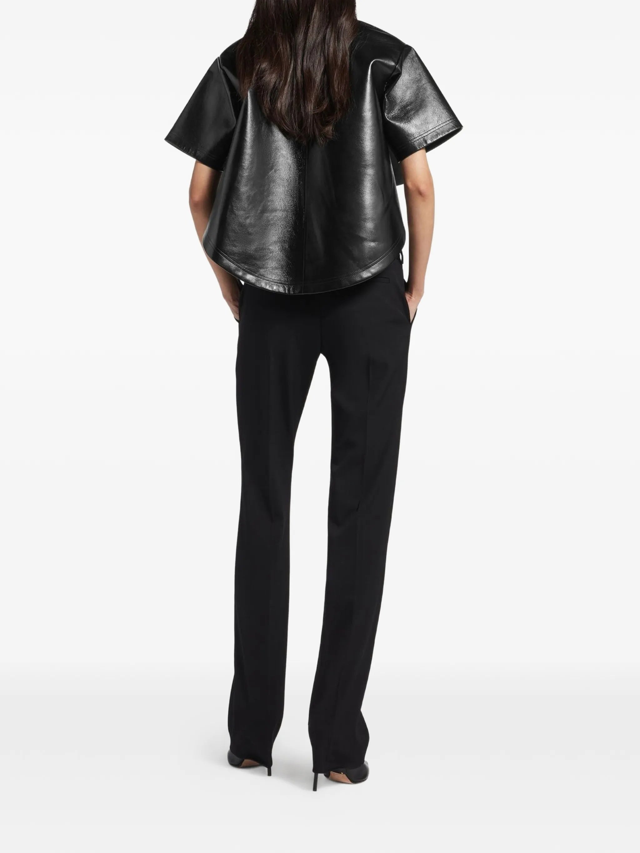 Black Slim Tailored Straight-Leg Pants