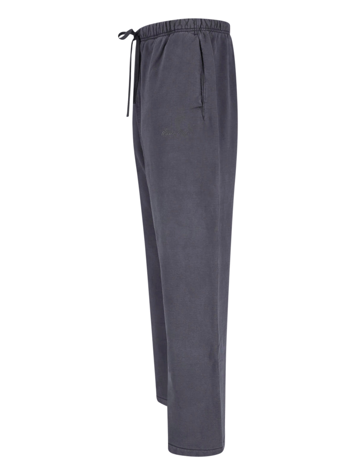 Beige Wide-Leg Drawstring Cotton Trousers