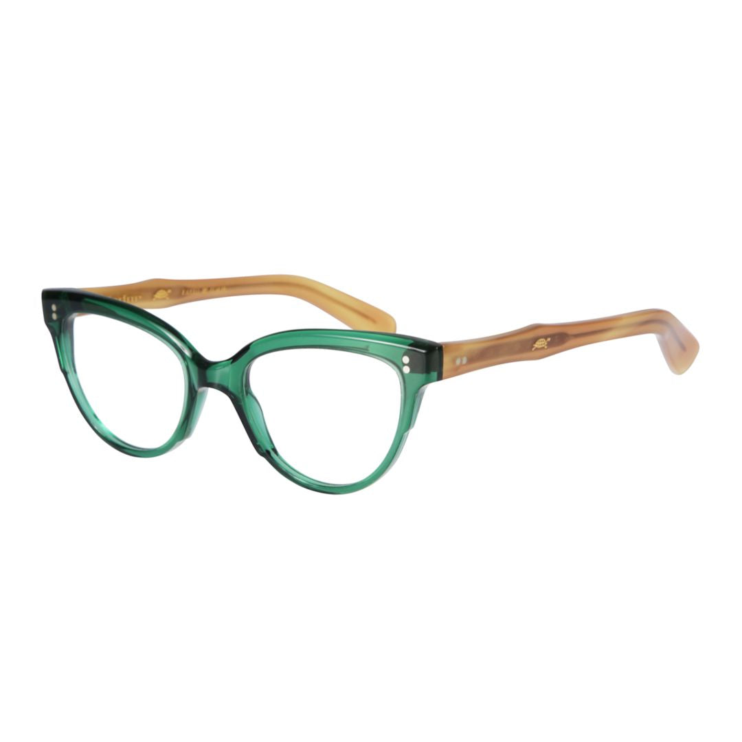 Monya Cat-Eye Frame Eyeglasses with Translucent Green Front