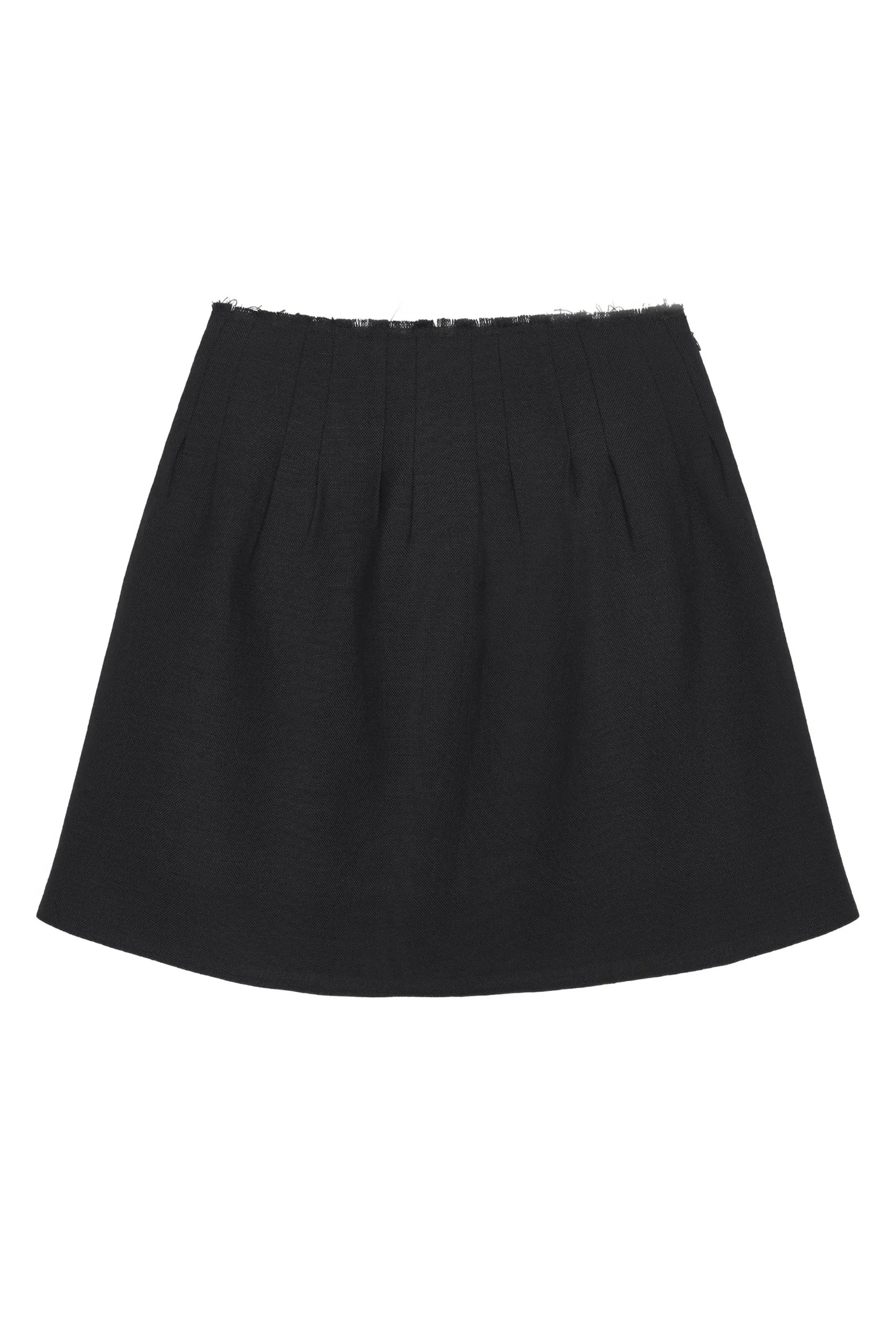 Blue Low-Rise Pleated Skirt