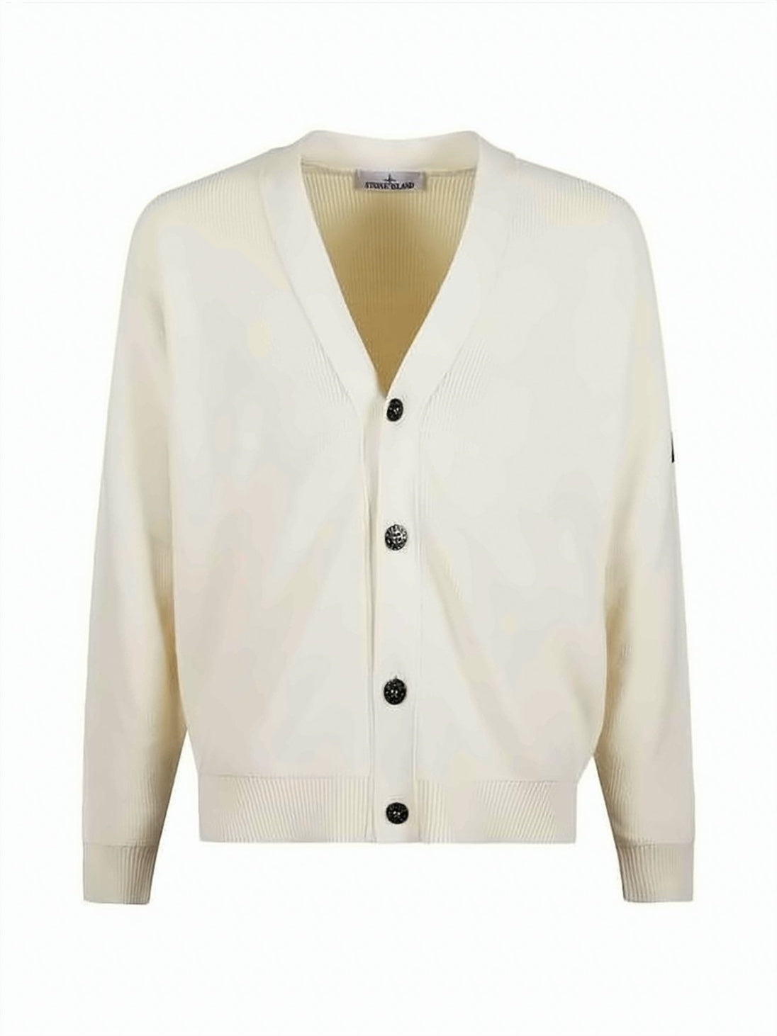 Ribbed Knit Cardigan with V-Neckline and Button-Down Front
