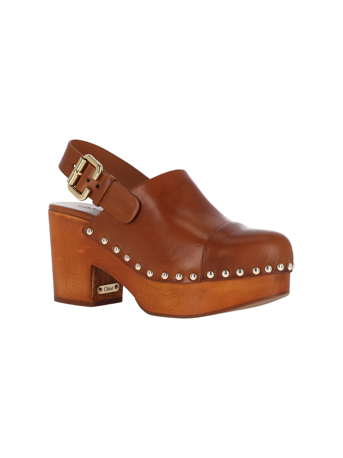 Brown Calf Leather Slip-On Mules