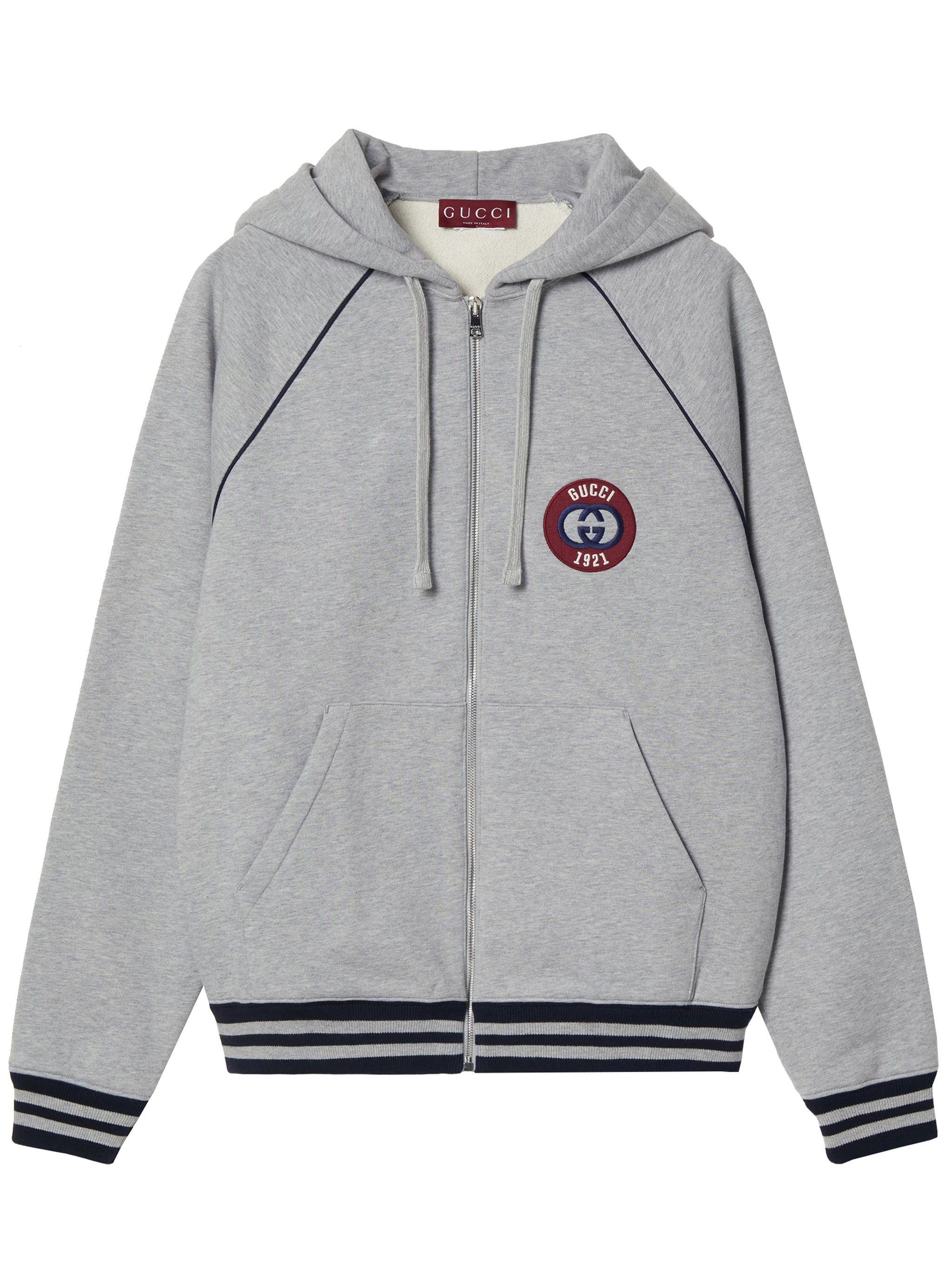 Grey Zip Lightweight Cotton Logo Sweatshirt
