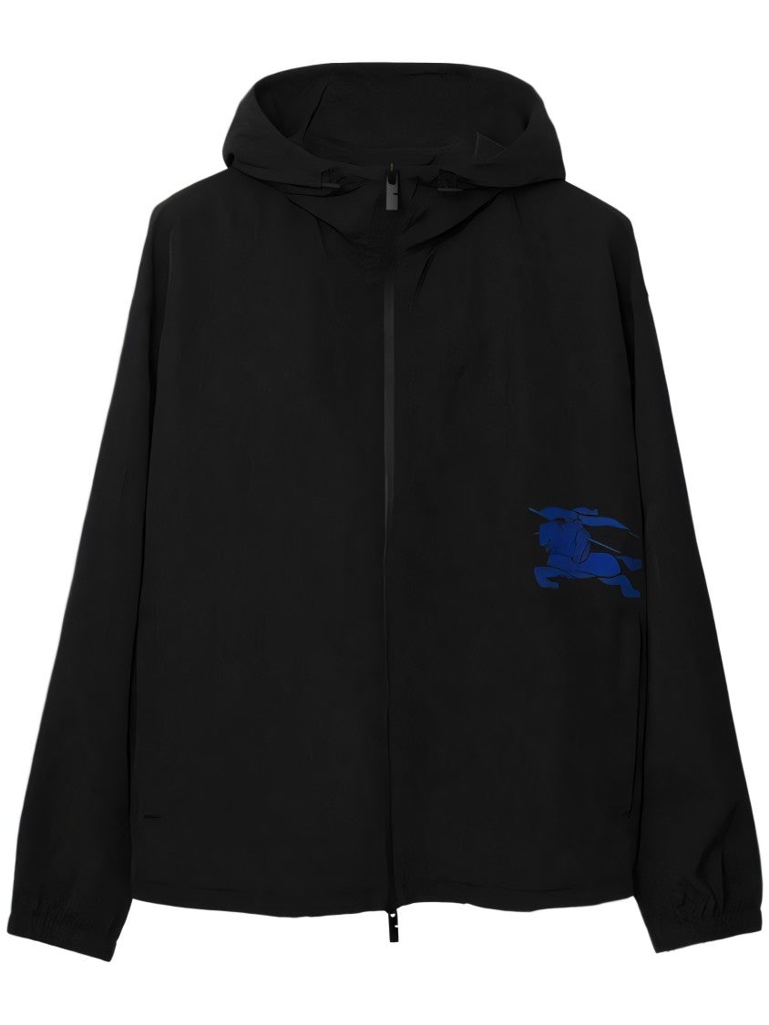 Lightweight Black Nylon Jacket with Hood