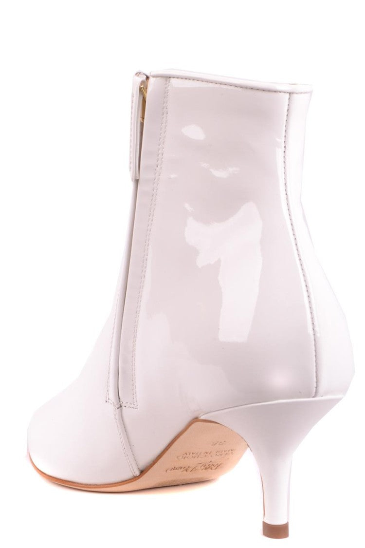 Glossy Leather Ankle Boots With Pointed Toe