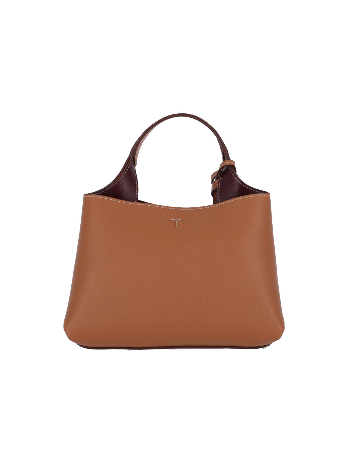 Structured Brown Hammered Calf Leather Shoulder Bag