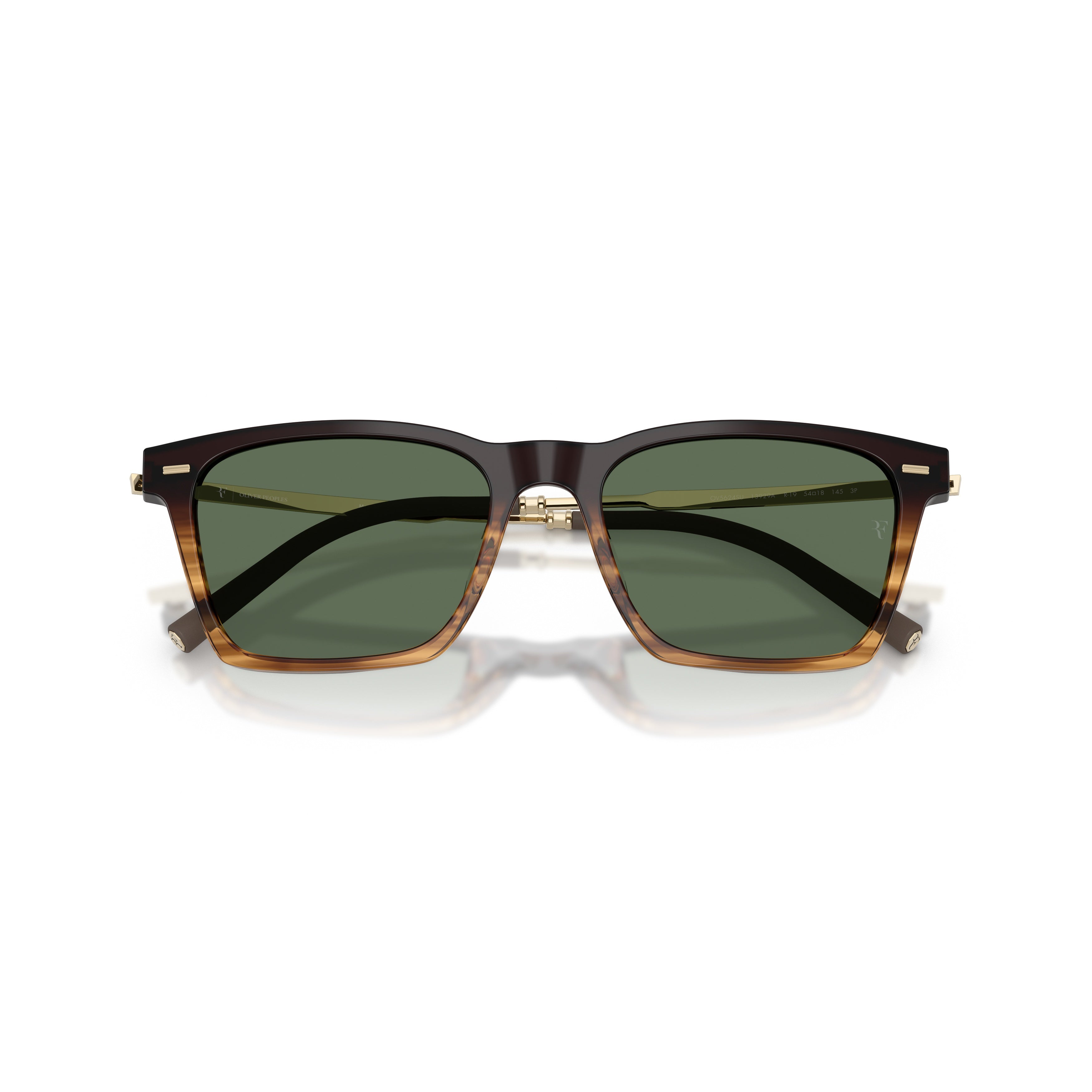 0ov5624su Rectangular Tortoiseshell Sunglasses with Gold-Toned Temples
