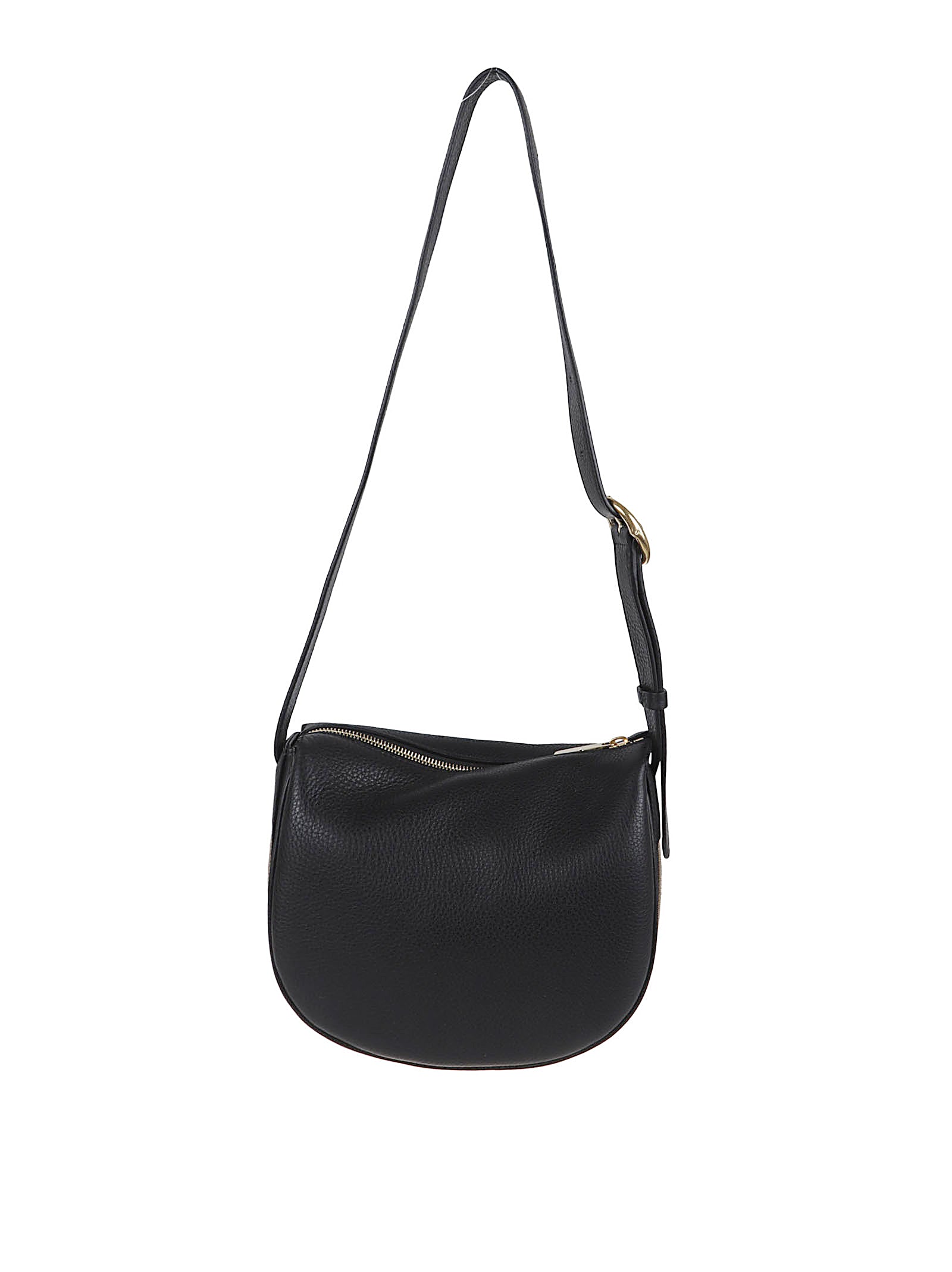 Rounded Black Leather Shoulder Bag
