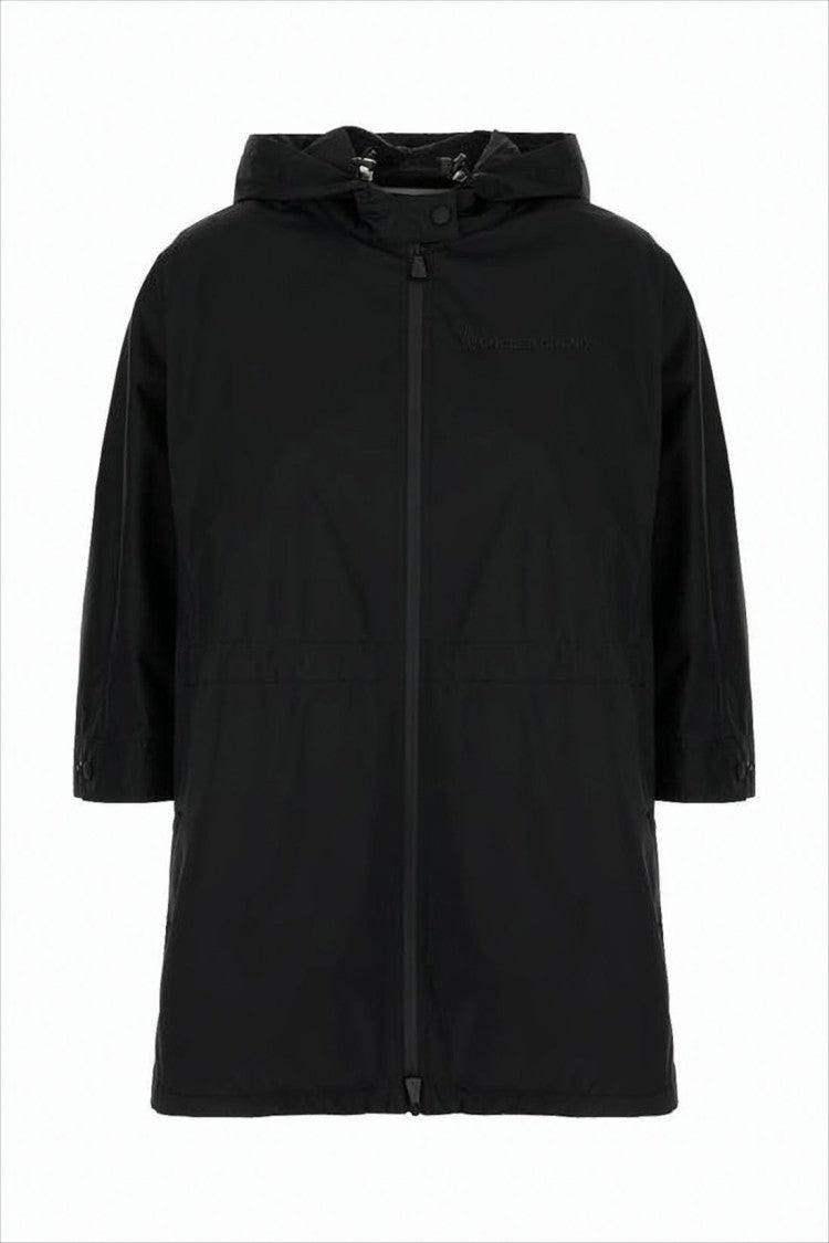 Hooded Black Polyamide Cape
