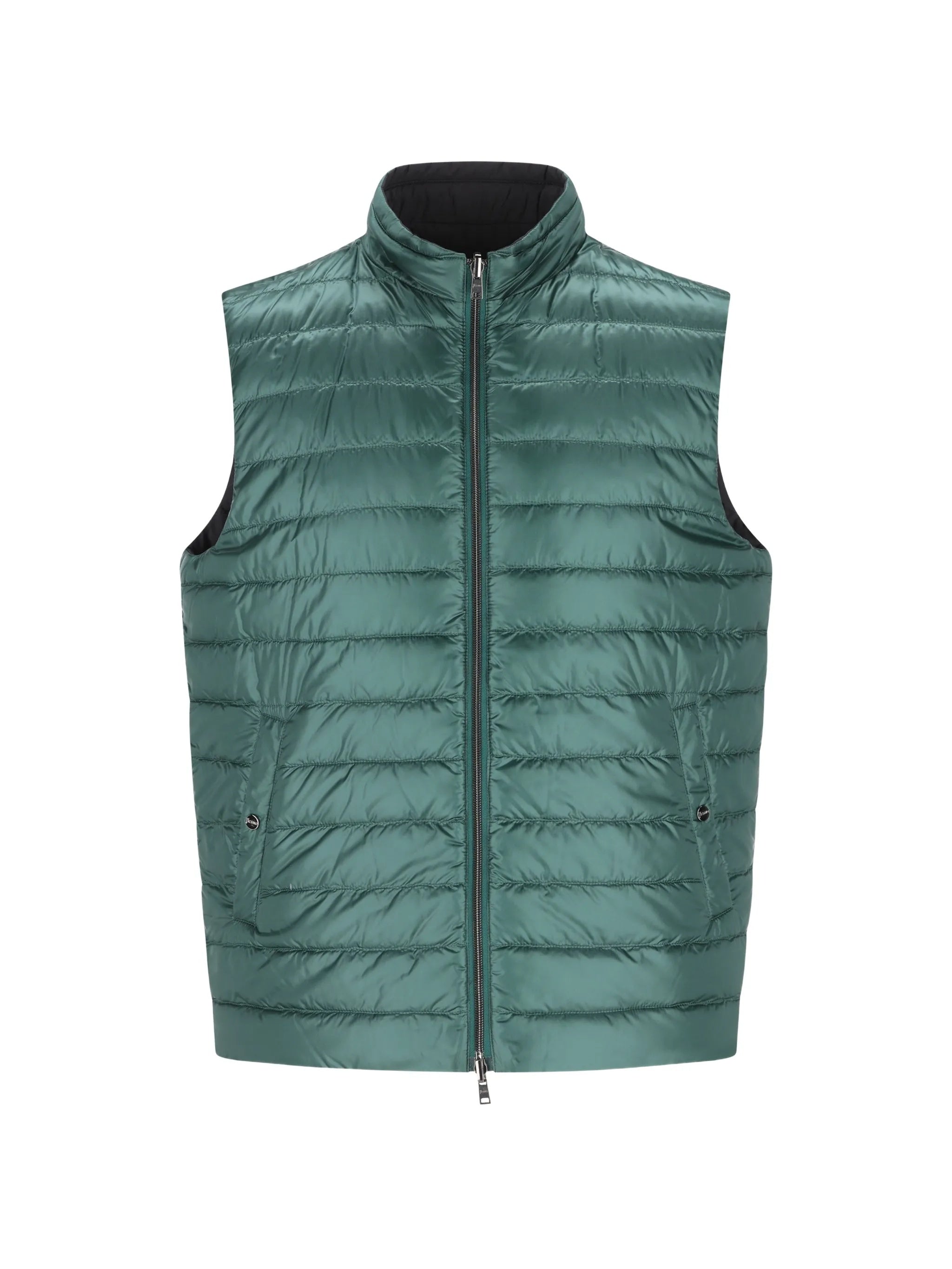 Green Piumino Reversibile Smanicato Puffer Vest
