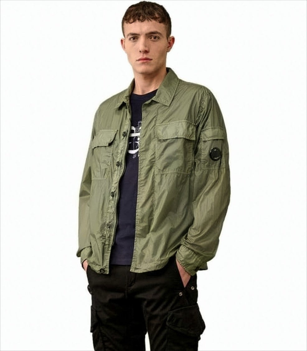 Lightweight Olive Green Polyamide Jacket With Lens Detail