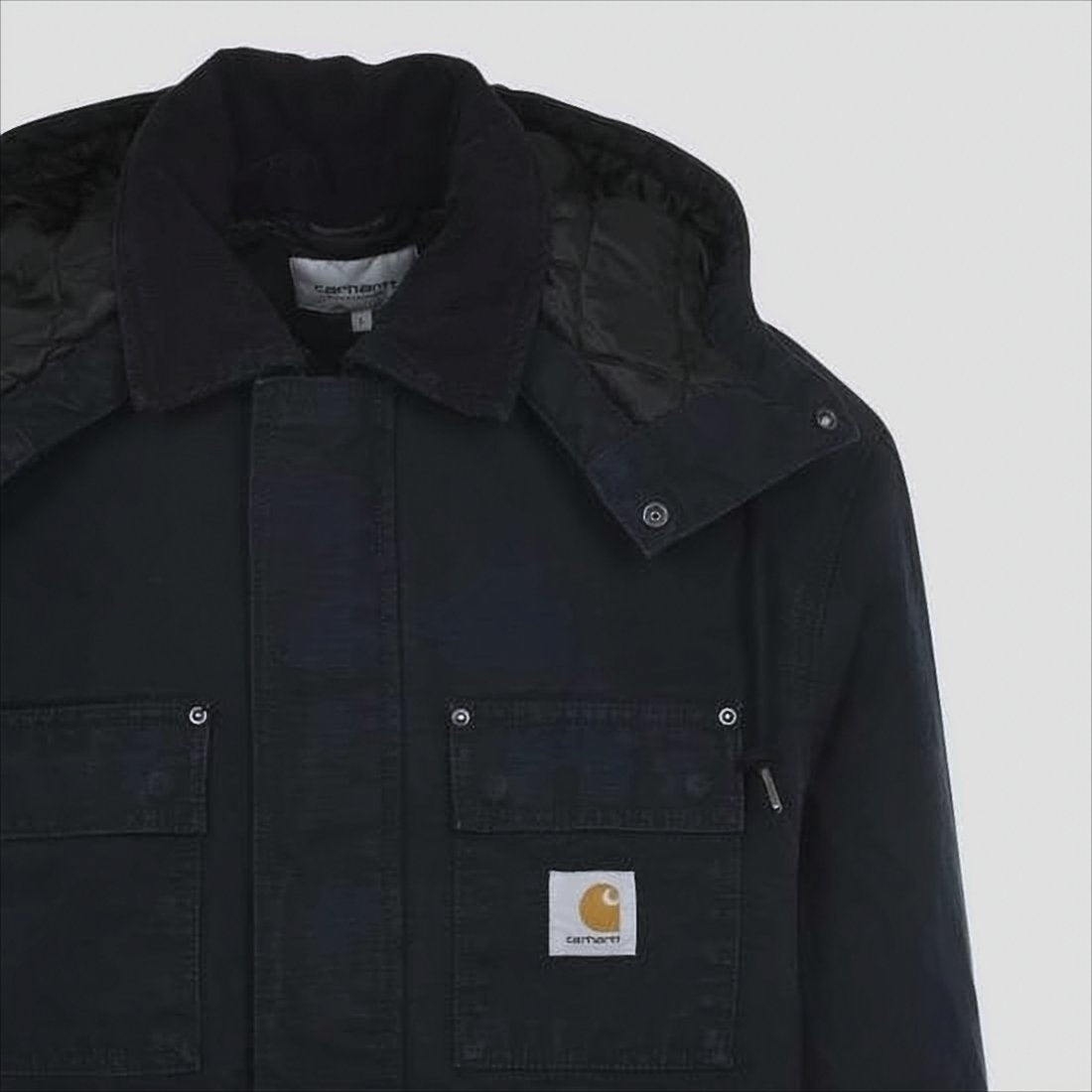 Sturdy Structured Black Coat with Corduroy Collar