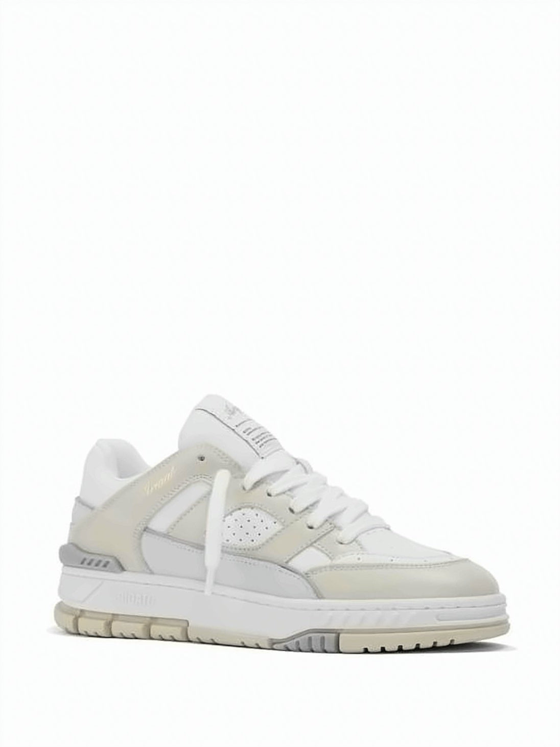 Layered White Leather and Recycled Polyester Sneakers