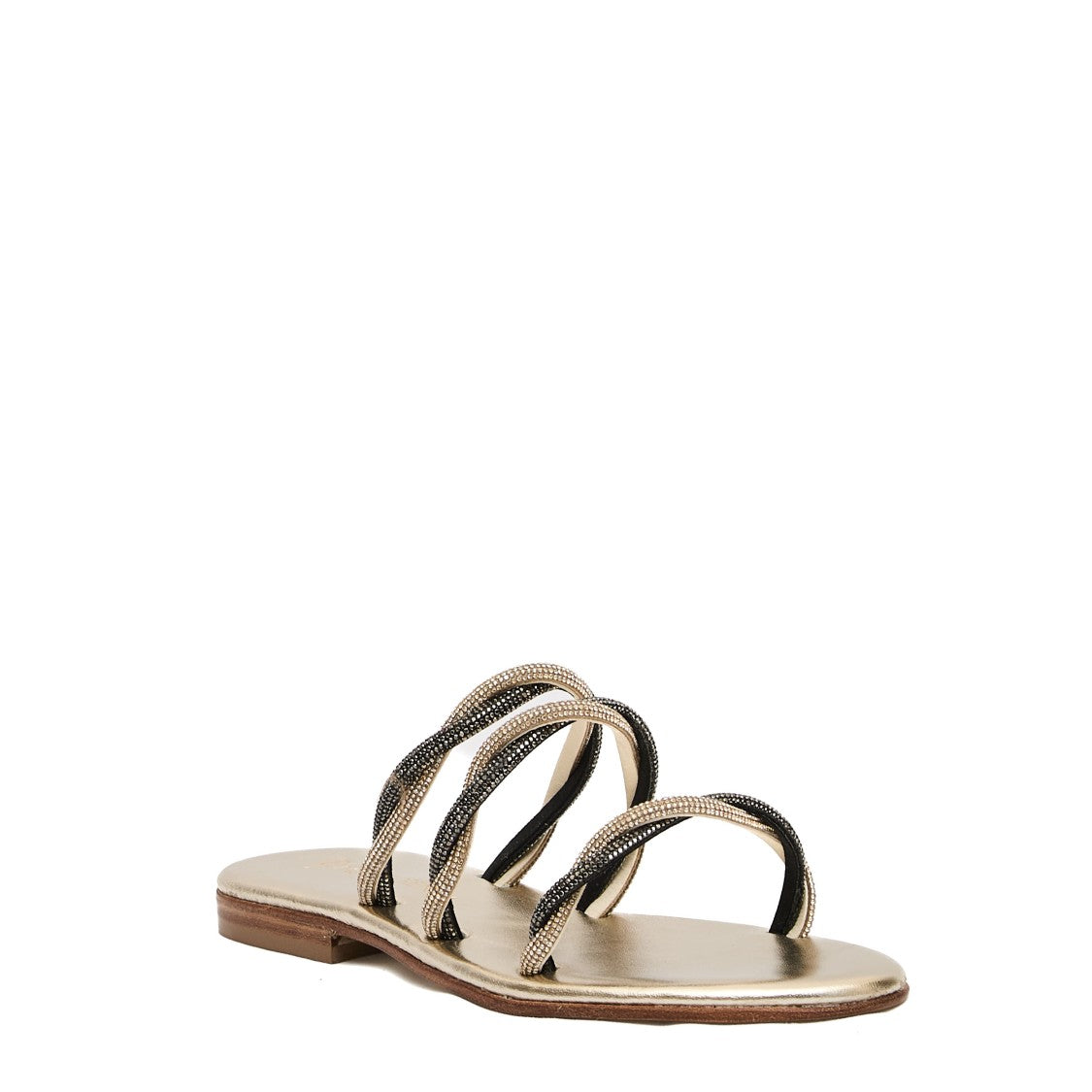 Gold And Black Rhinestone Slipper
