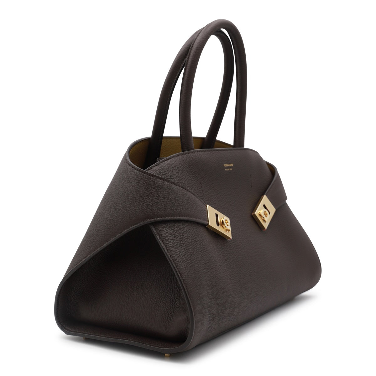 Dark Brown Leather Hug S Top Handle Bag
