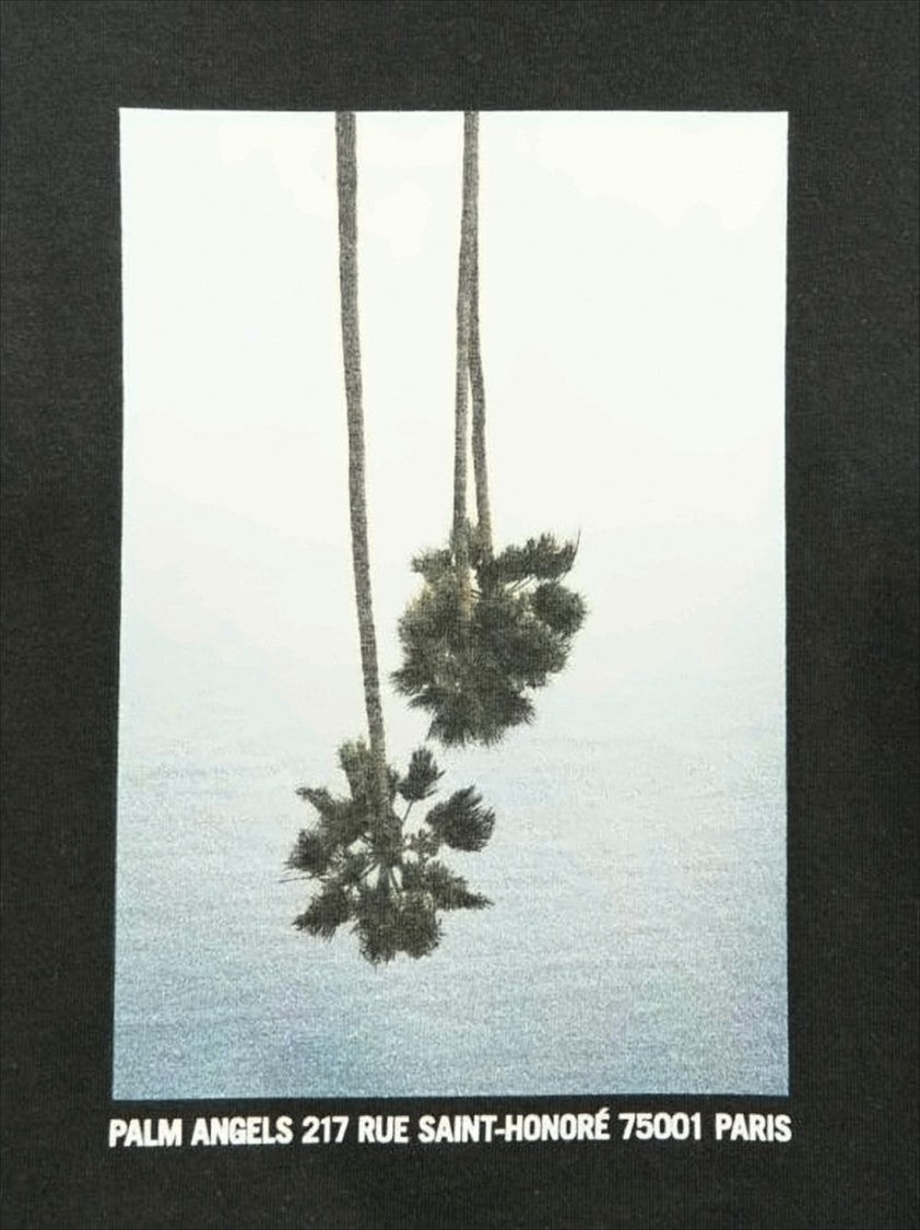 Cropped Short-Sleeve T-Shirt with Upside-Down Palm Tree Graphic