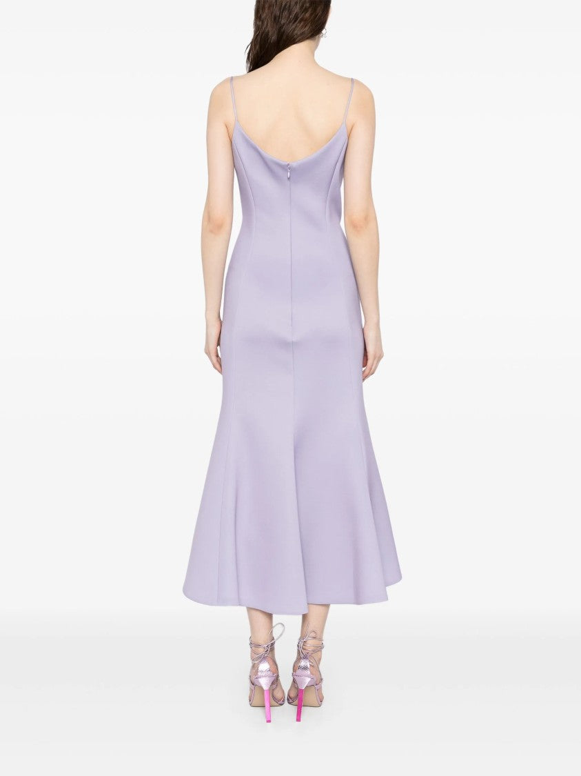 Mermaid Silhouette Lavender Midi Dress With Spaghetti Straps