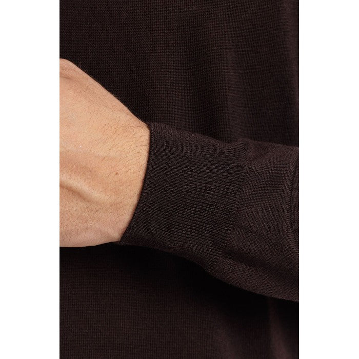Classic Crew Neck Sweater In Rich Chocolate Tone