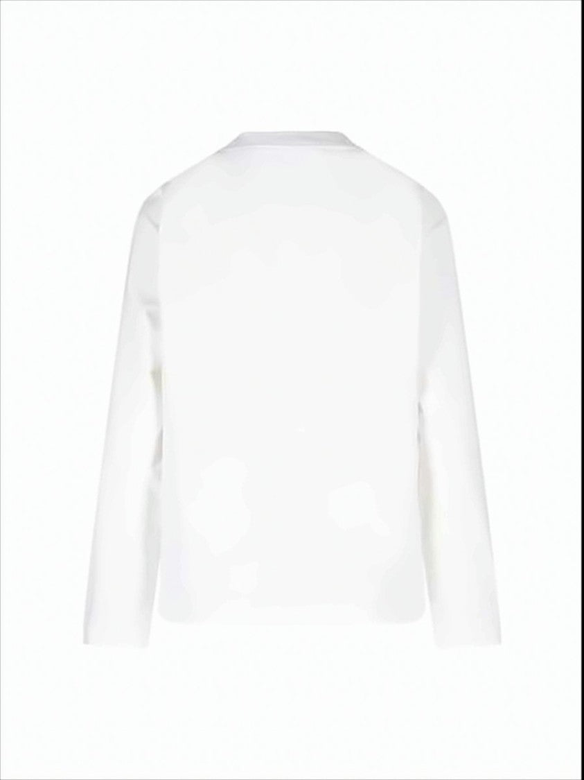 Minimalist Long-Sleeve White T-Shirt with Bold Logo