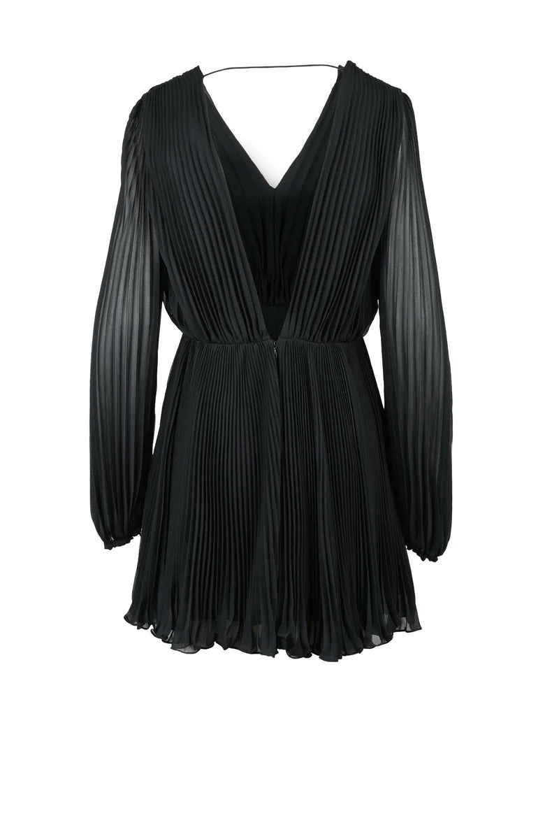 Pleated Short Dress - Black