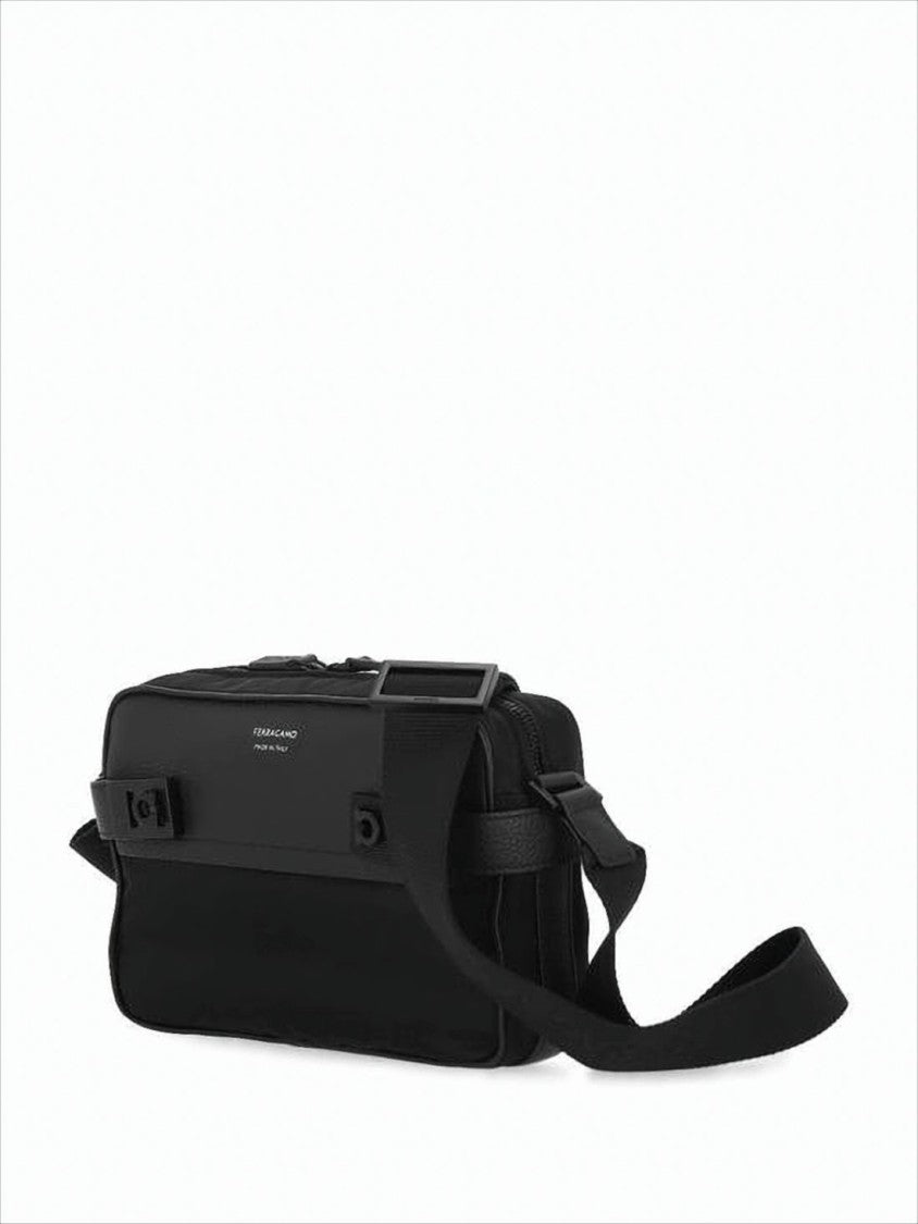 Rectangular Calf Leather Crossbody Bag with Adjustable Strap