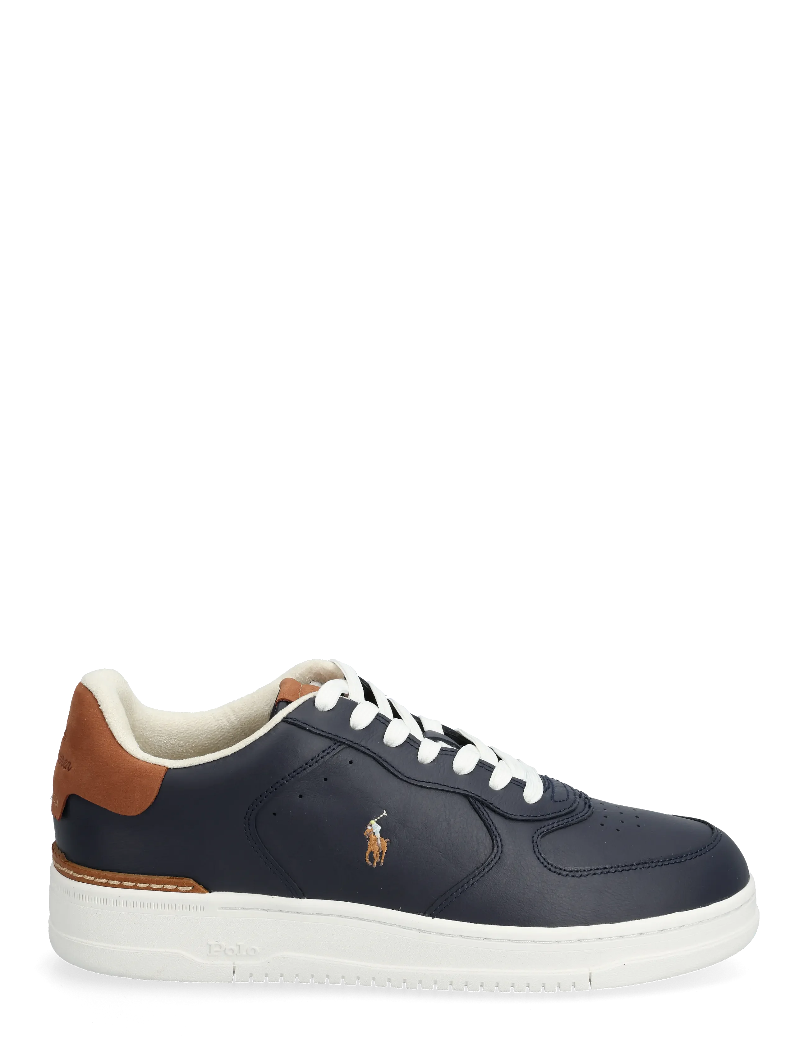 Navy Leather Low-Top Sneakers with White Accents