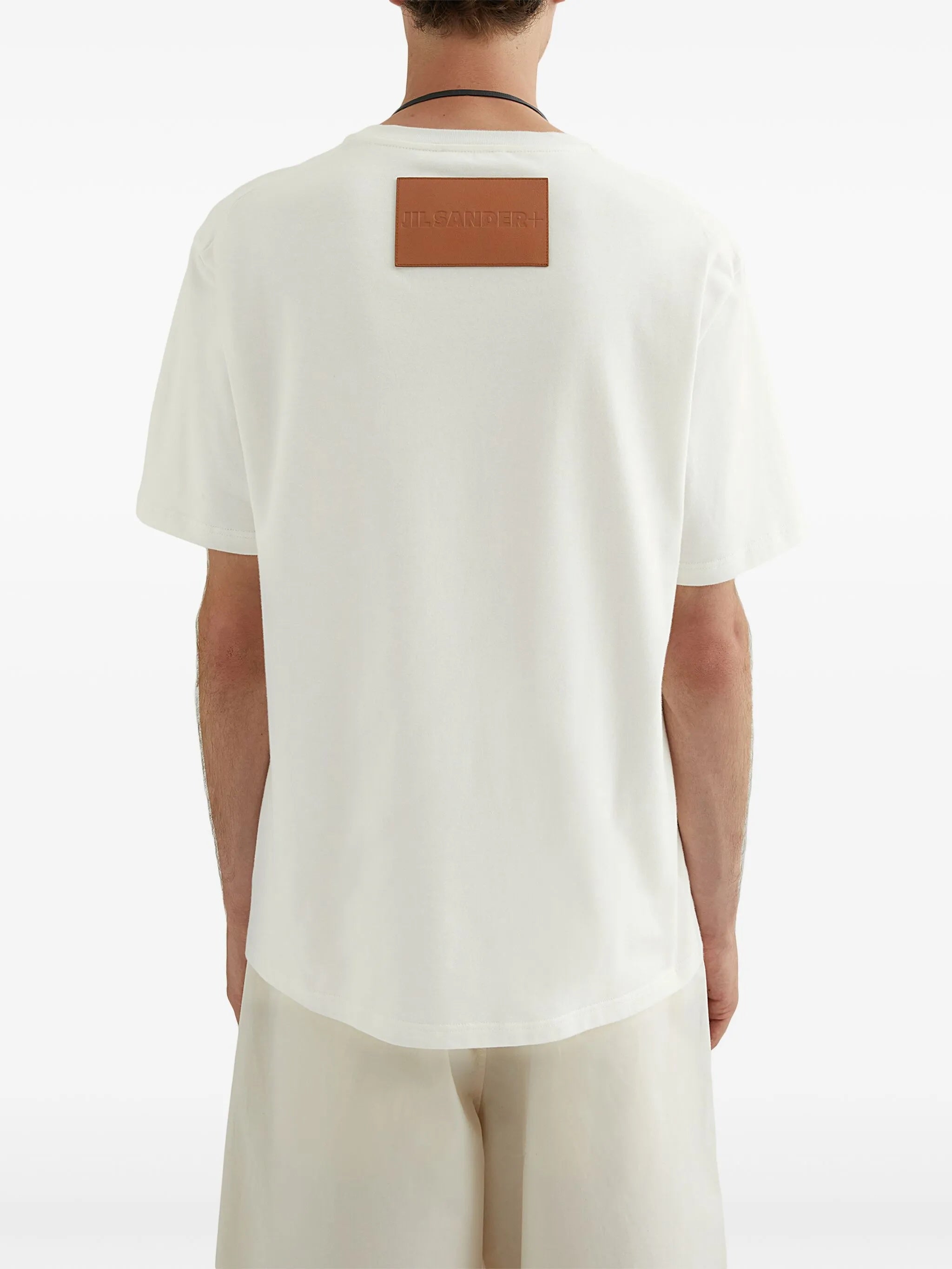 White Minimalist Short-Sleeved Patch T-Shirt