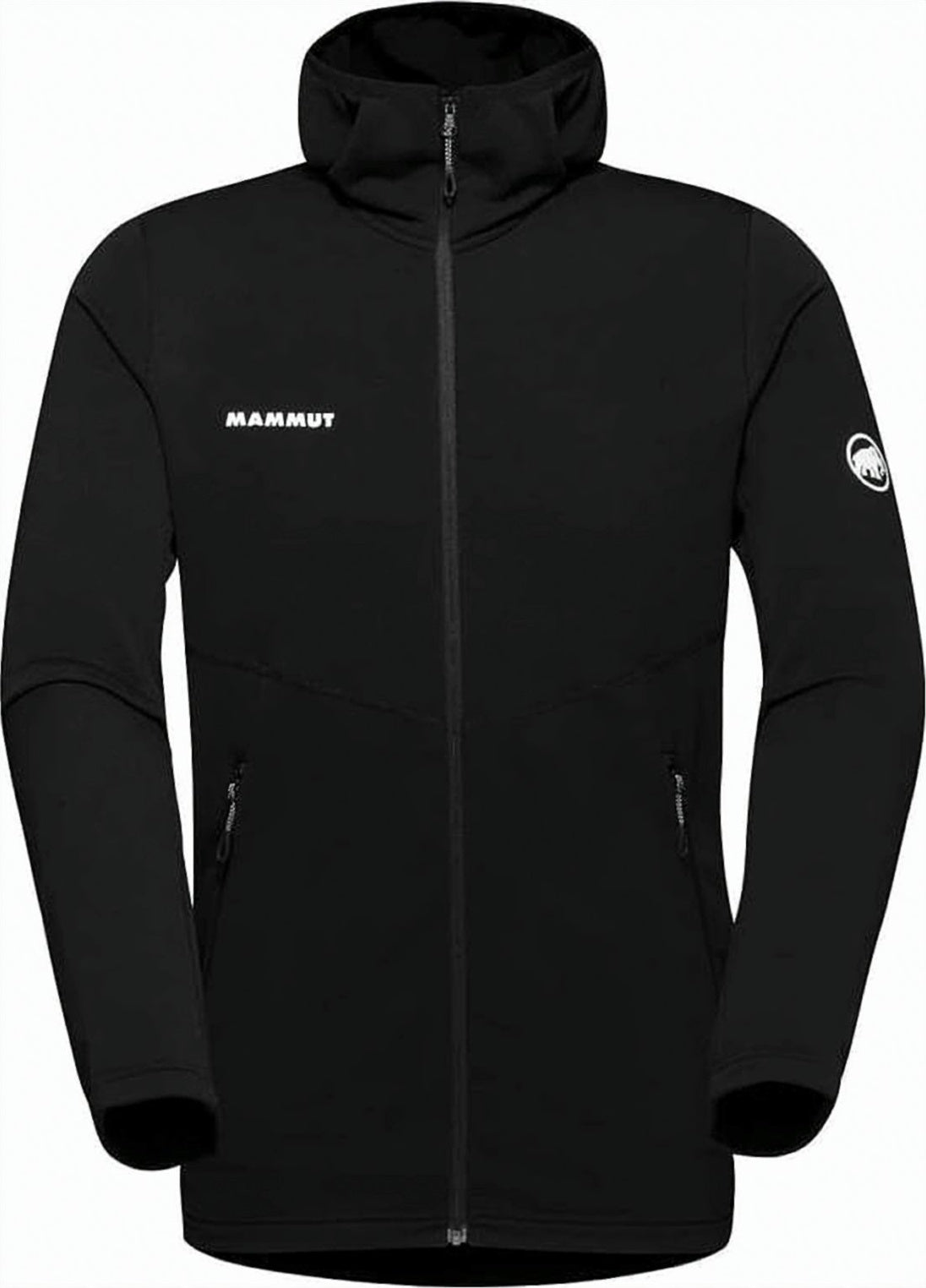 Streamlined Black Jacket with Hood and Zippered Pockets