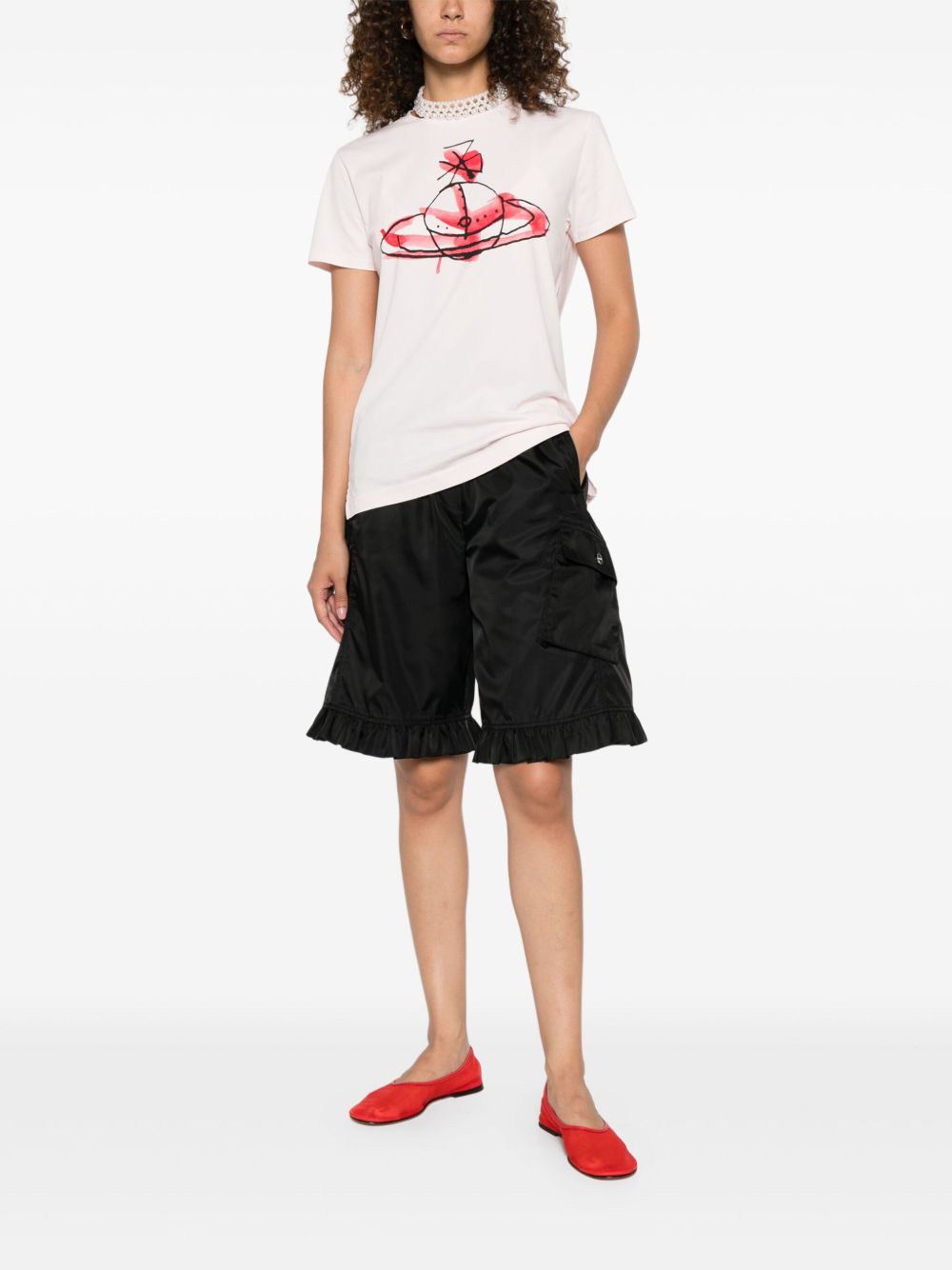Short-Sleeved Orb Graphic T-Shirt in Blush Pink