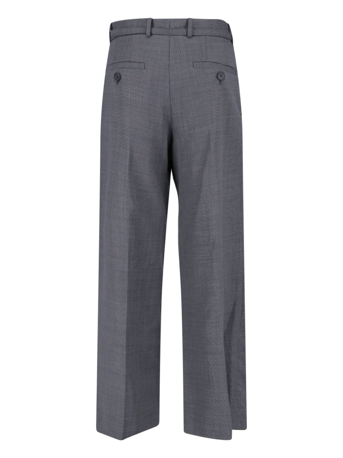 Grey High-Waisted Tailored Virgin Trousers