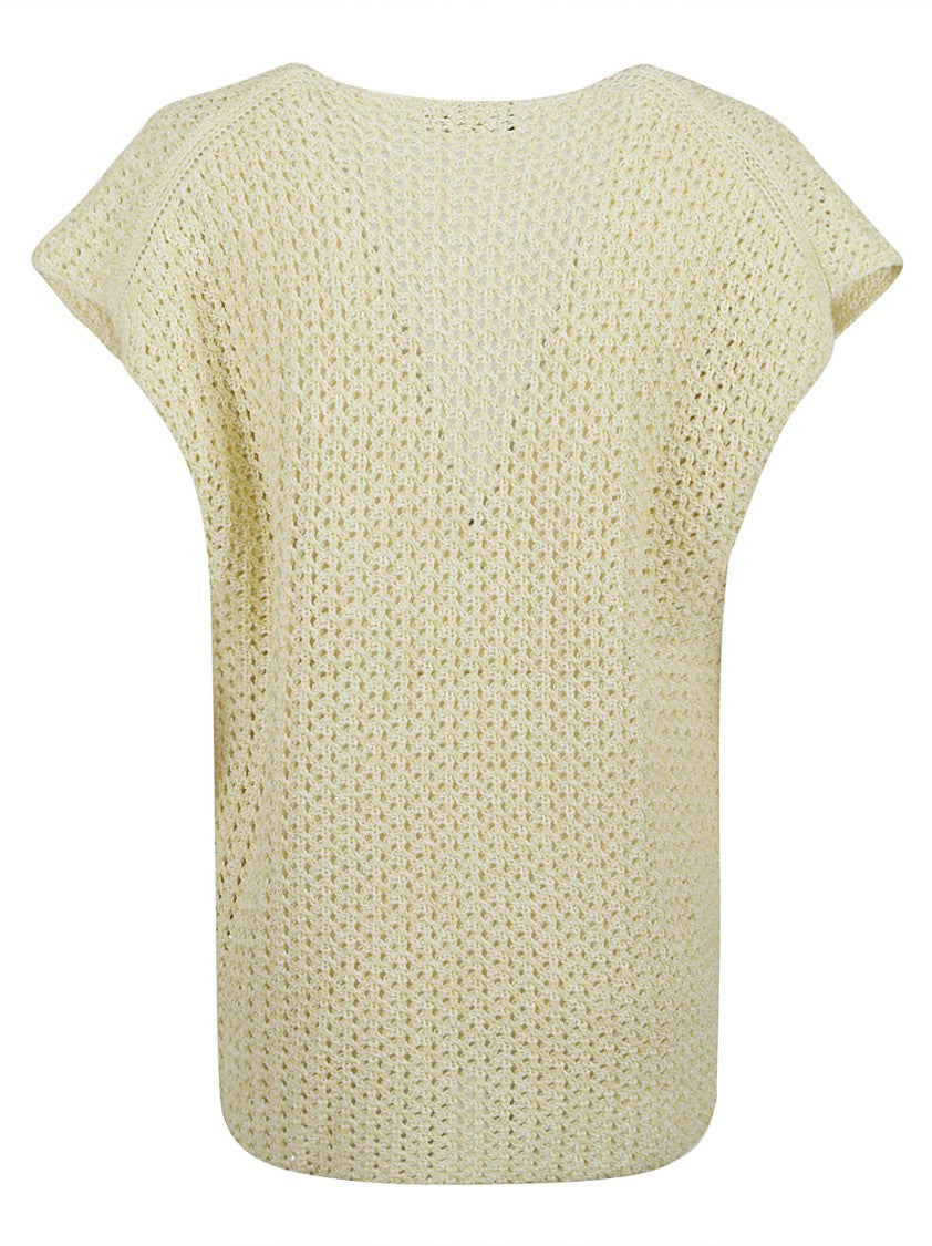 Open-Knit Jacket With Deep V-Neckline