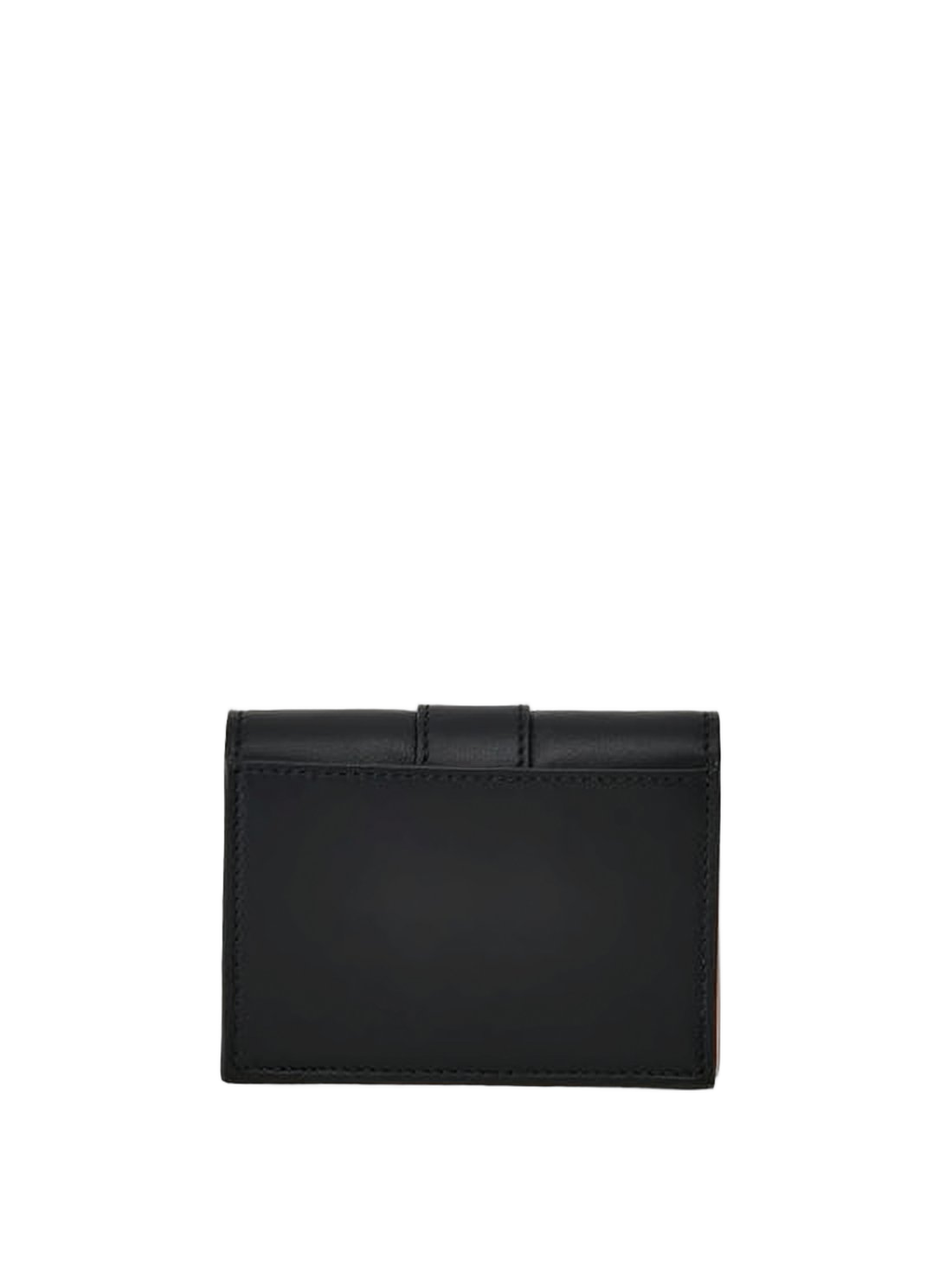 Rectangular Calf Leather Wallet with Gold-tone Clasp