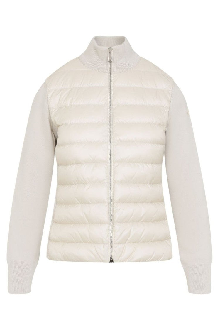 Quilted Down Jacket with Knit Sleeves