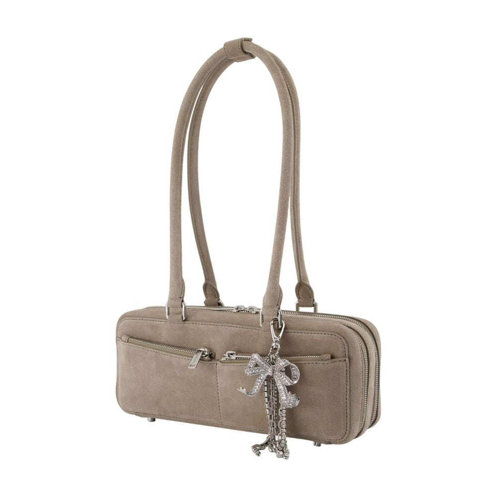 Baguette With Charm Shoulder Bag - Leather - Grey