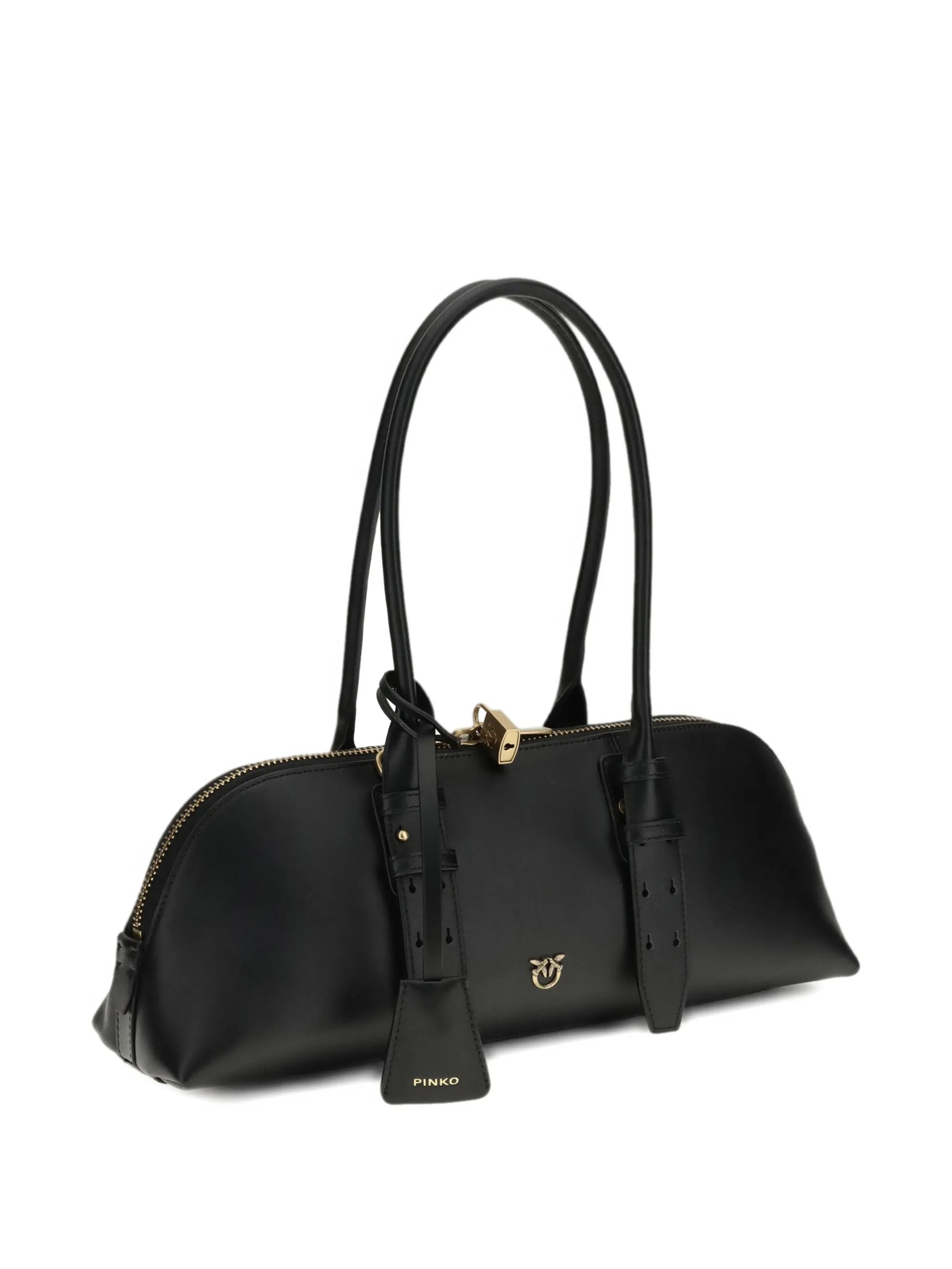 Black Bowling Bag Horizontal Big Handbag