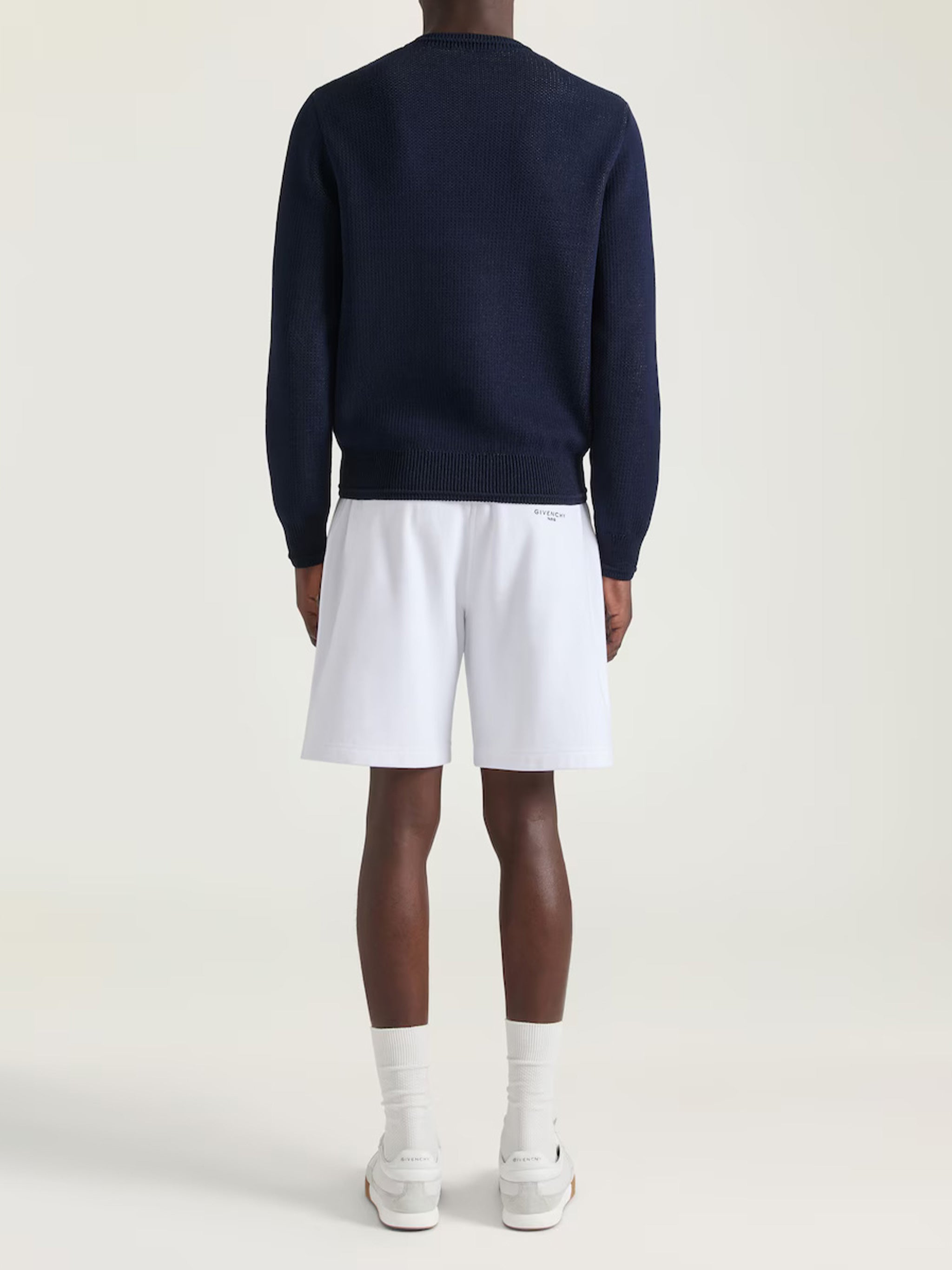 Ottoman Detail Textured Cotton Crewneck Sweater