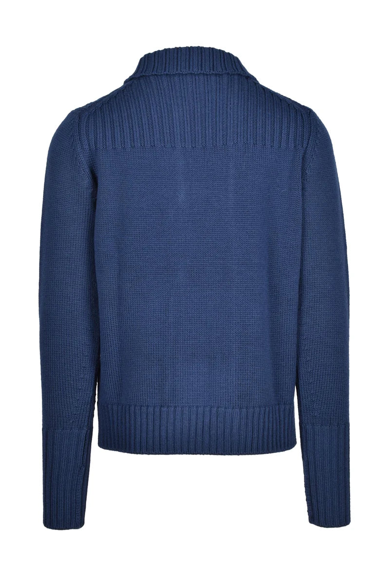 Double-Breasted Wool Cardigan - Blue