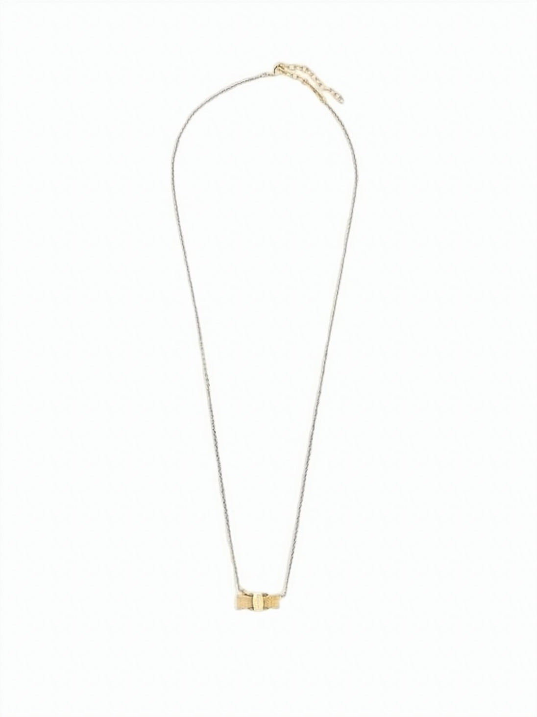 Gold Bow Pendant Necklace with Adjustable Chain