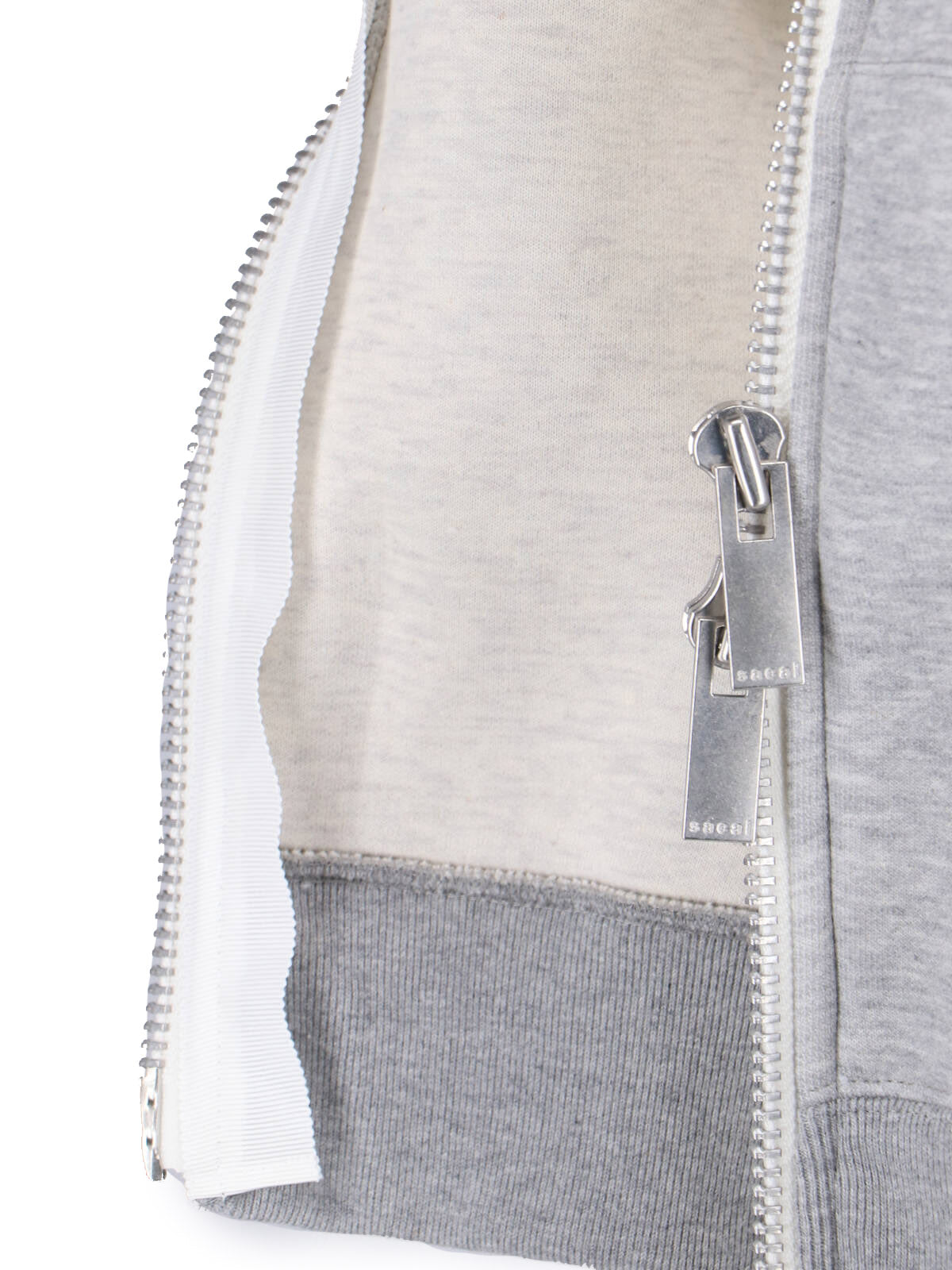 Grey/White Dual Zip Fabric Hoodie