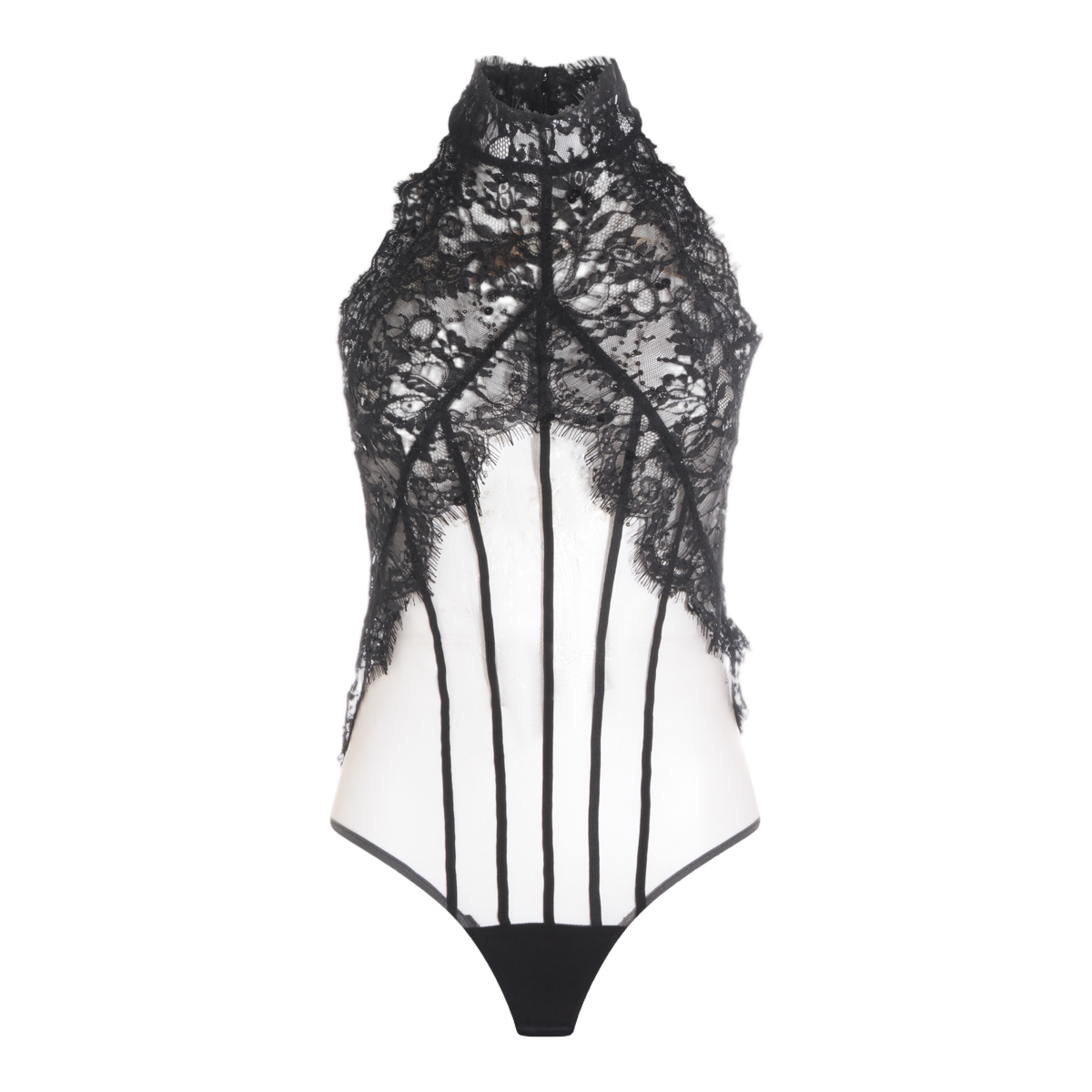 Sheer Bodysuit with Intricate Lace Detailing