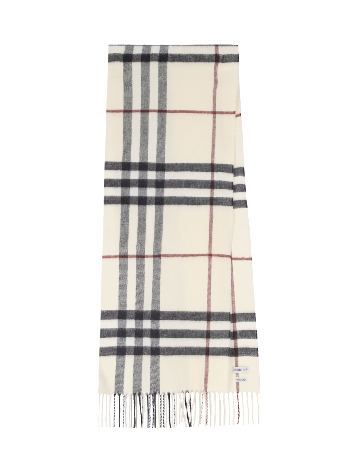 Rectangular Cashmere Check Scarf With Fringed Edges