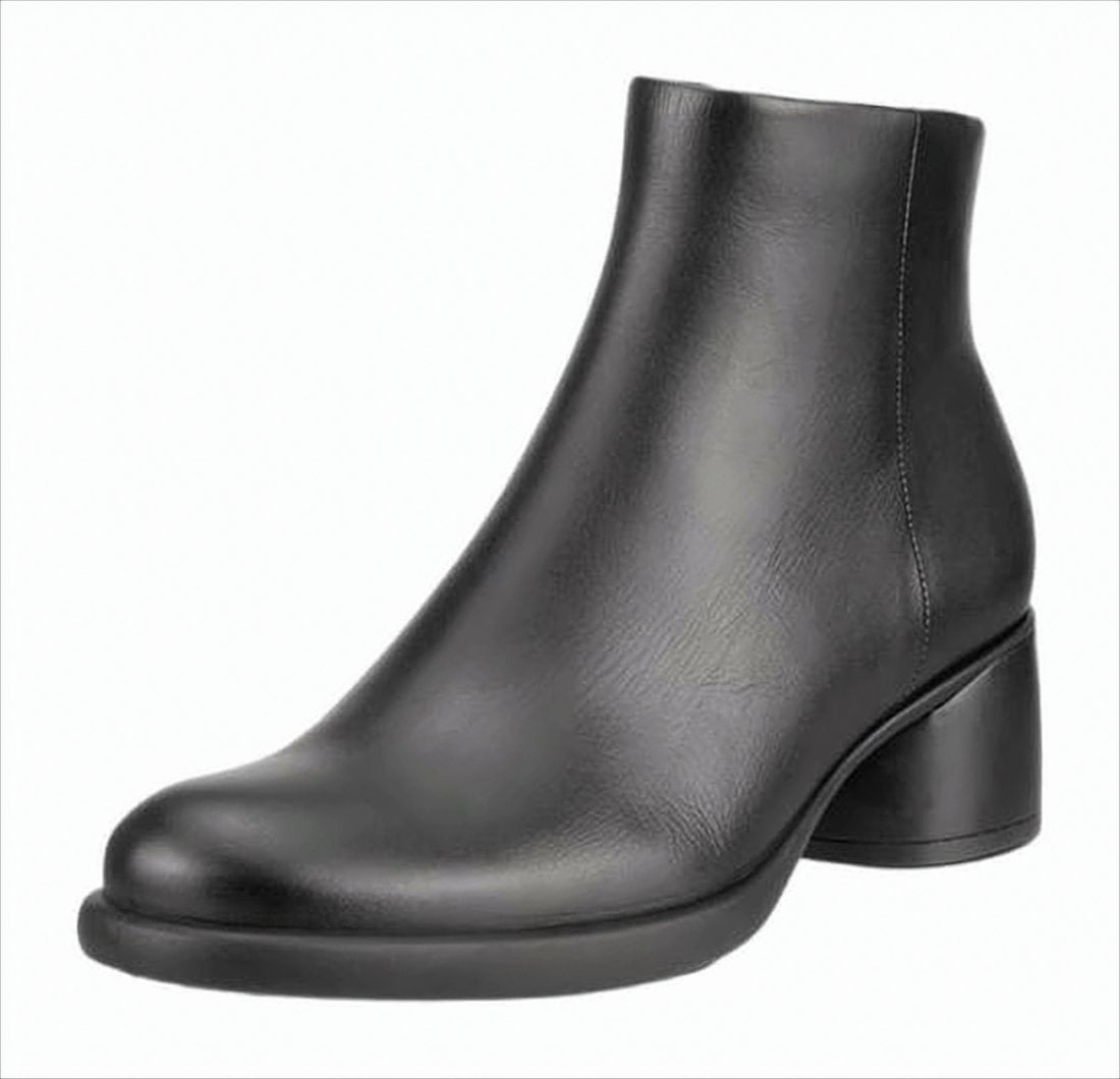 Smooth Leather Ankle Boots with Side Zipper