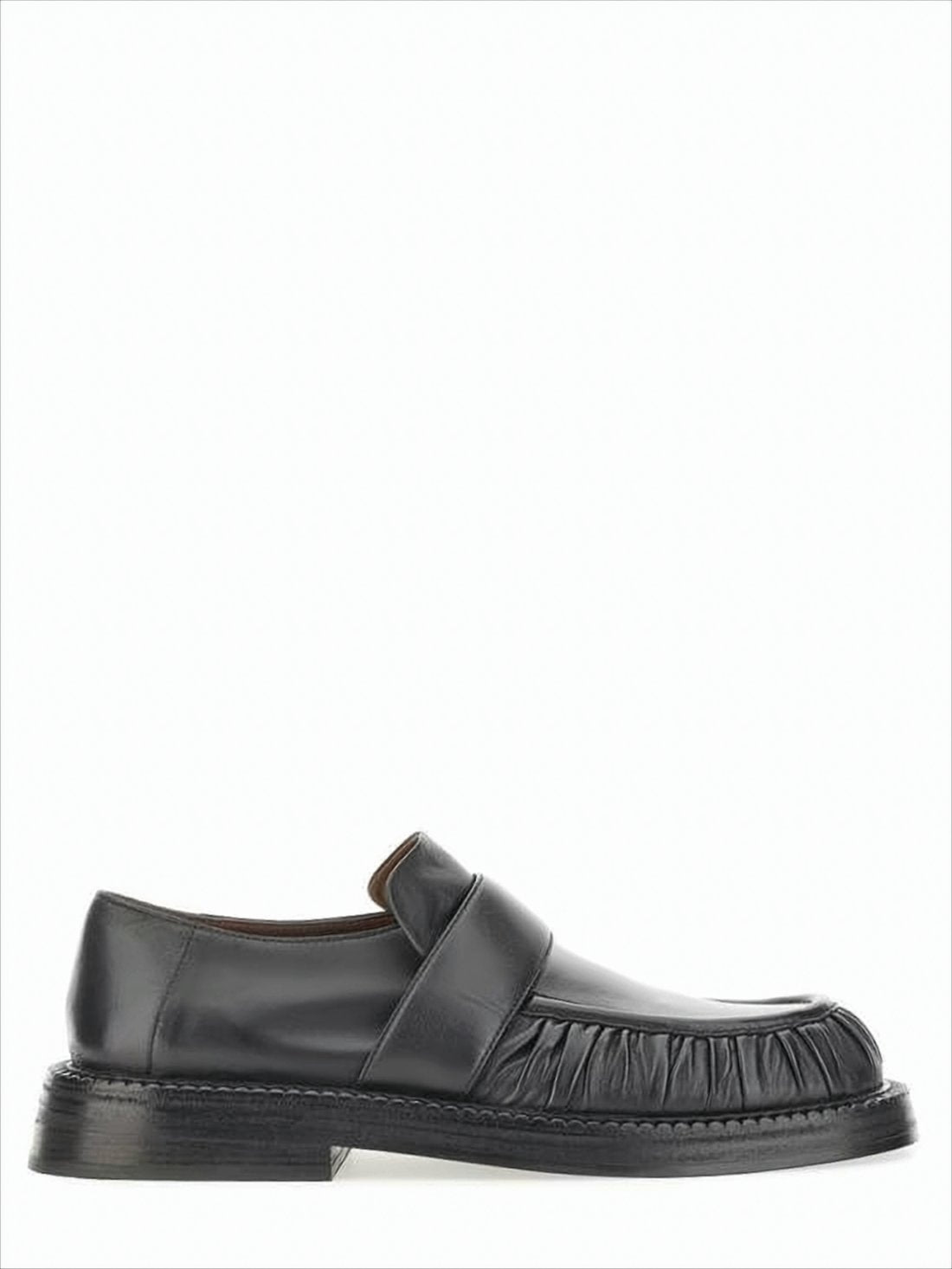 Ruched Leather Loafers with Classic Slip-On Design
