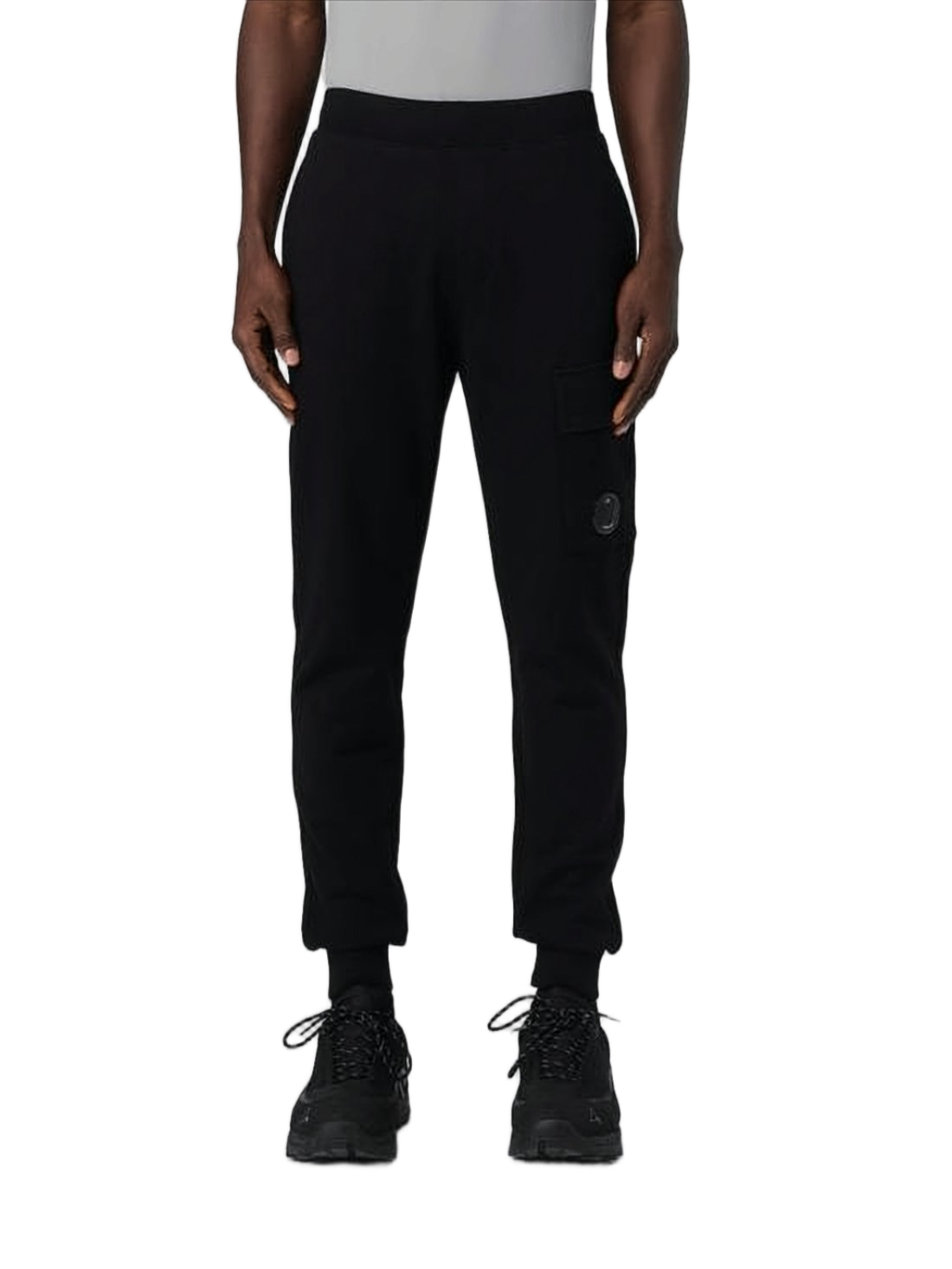 Tapered Black Cotton Jogger Pants With Logo Detail