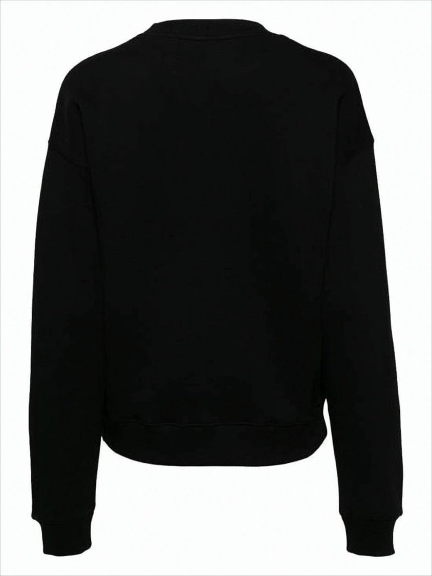 Cropped Long-Sleeve Cotton Sweatshirt With Graphic Logo